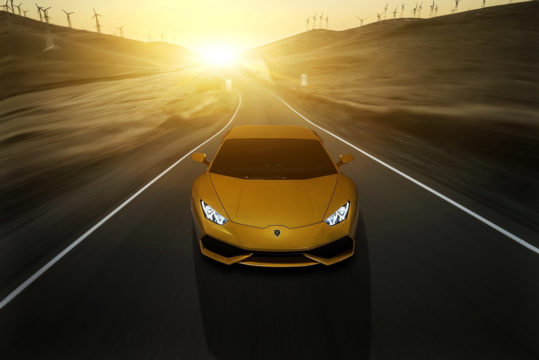 1080P, sunlight, Lamborghini Huracan LP 610-4, car, yellow, Lamborghini, HD Wallpaper