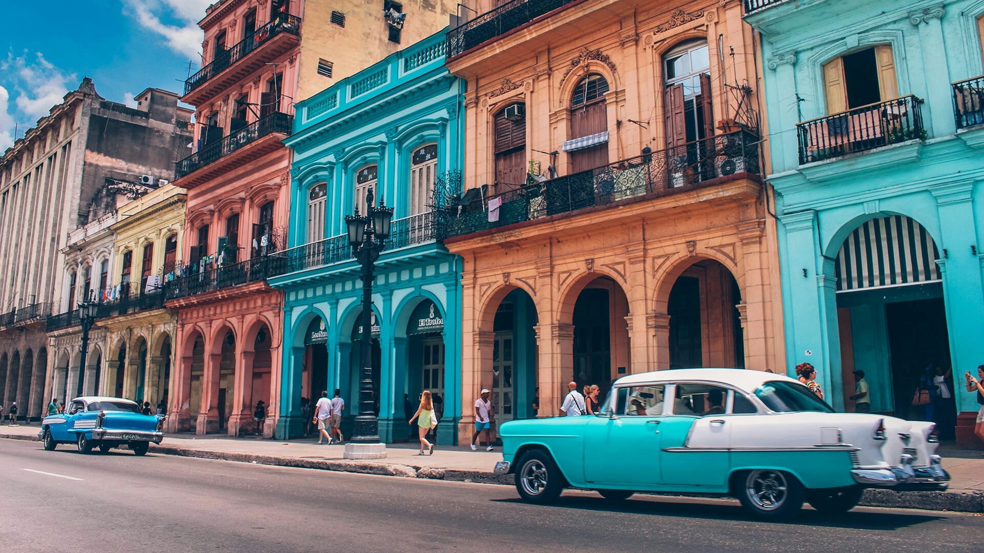 vintage, vehicle, 1080P, town, motor vehicle, classic, urban area, car, city, downtown, landmark, street, havana, cuba, HD Wallpaper