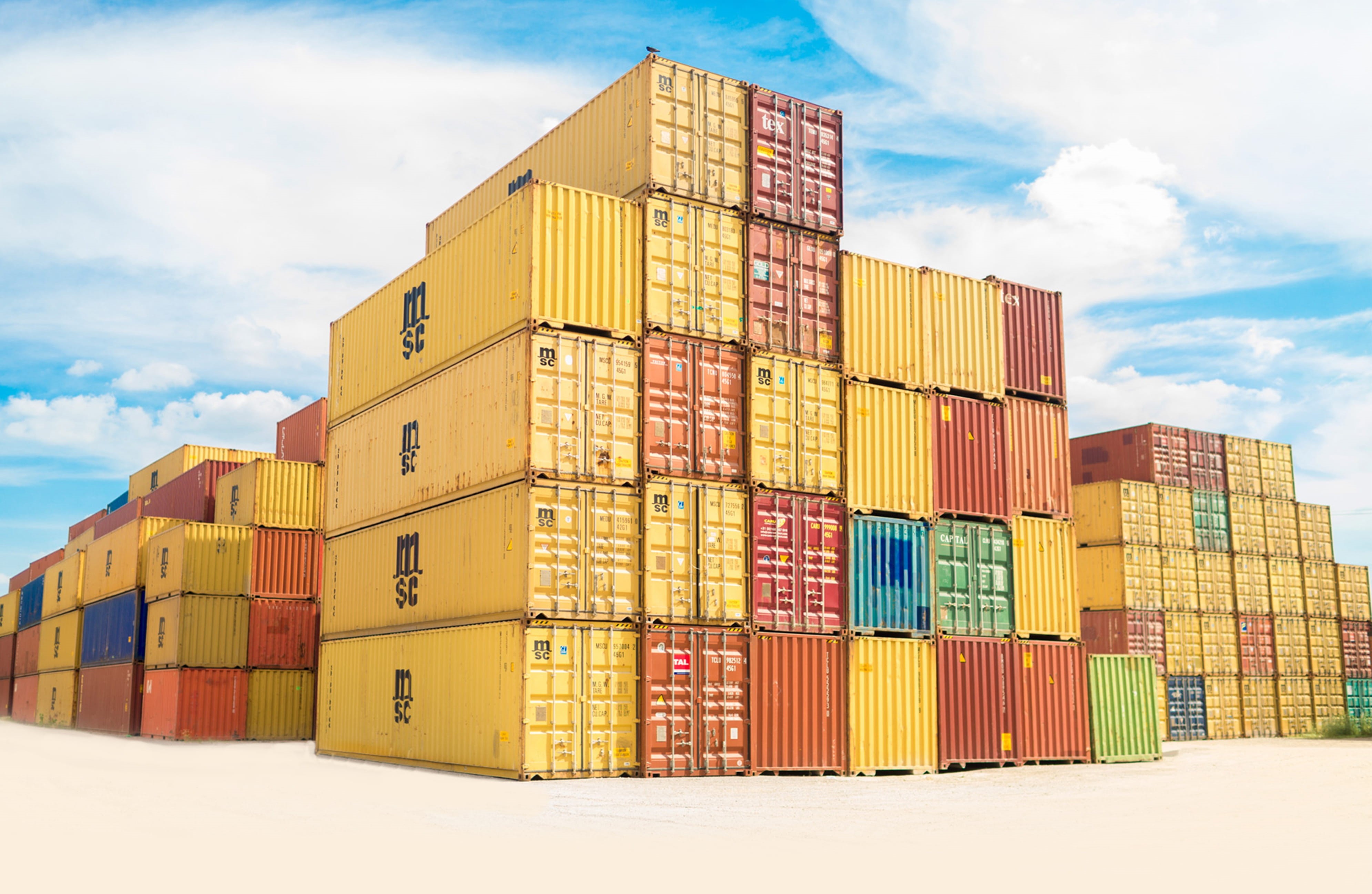 shipping, no people, harbor, loading, warehouse, cloud - sky, outdoors, pier, freight Transportation, container, crate, nature, stacking, delivering, 4K, HD Wallpaper