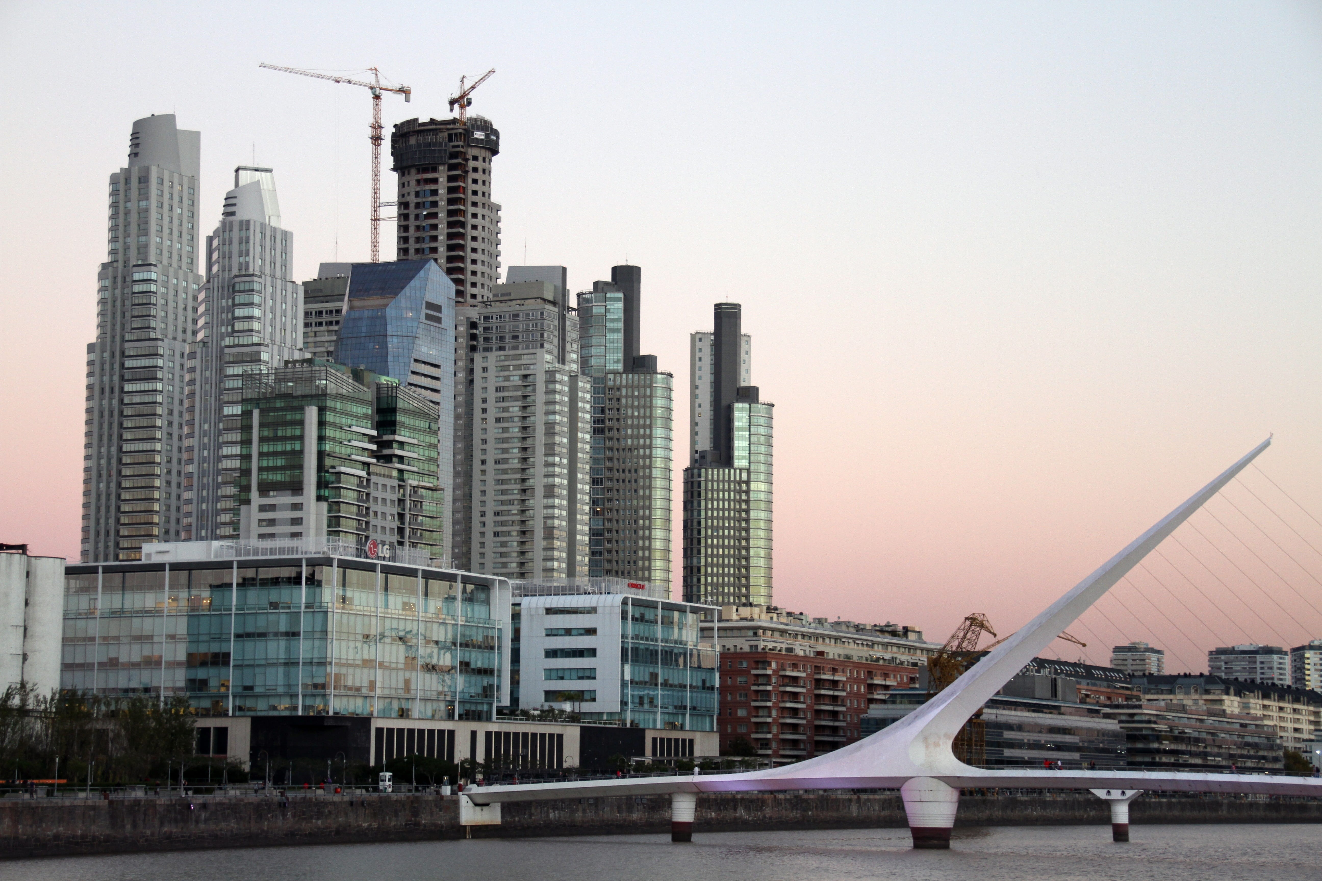 transportation, buildings, skyscraper, rise, cityscape, sunset, sky, nature, near, office, art and craft, city, financial district, built structure, waterfront, HD Wallpaper