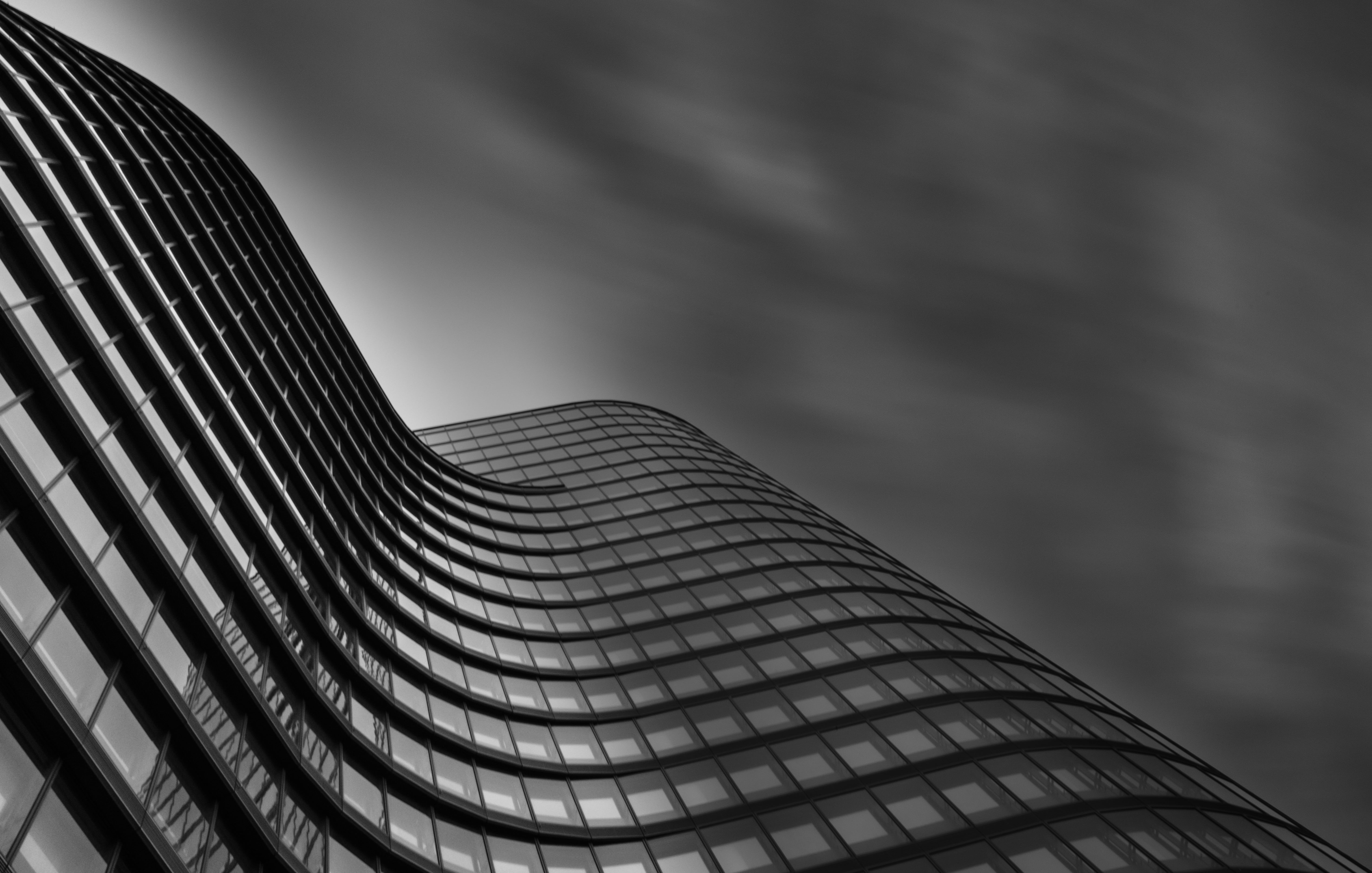 gray scale, office Building, building Exterior, bw, blackandwhite, 5K, photo, rise, skyscraper, built Structure, high rise building, monochrome, high, HD Wallpaper