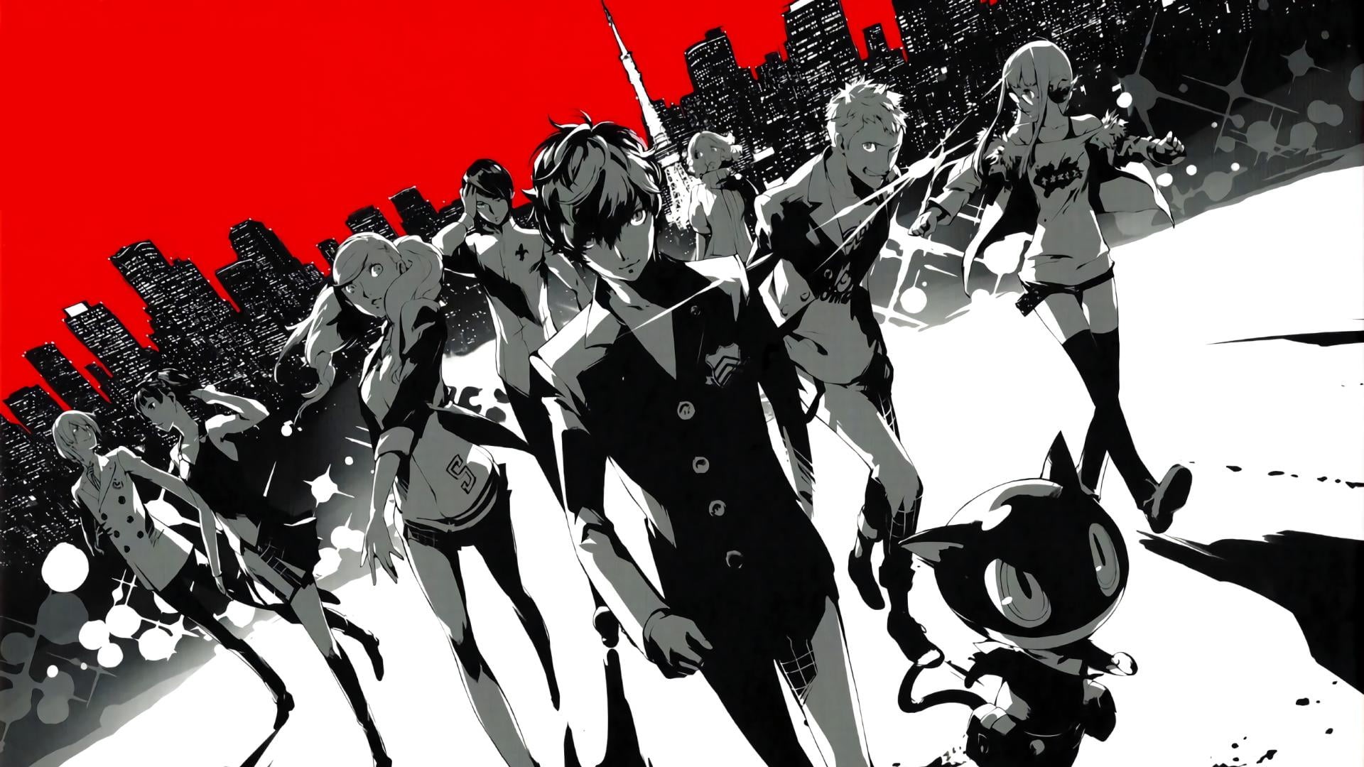  Persona 5, event, anime, studio shot, creativity, 1080P, outdoors, sky, nature, human representation, Phantom Thieves, positive emotion, no people, HD Wallpaper