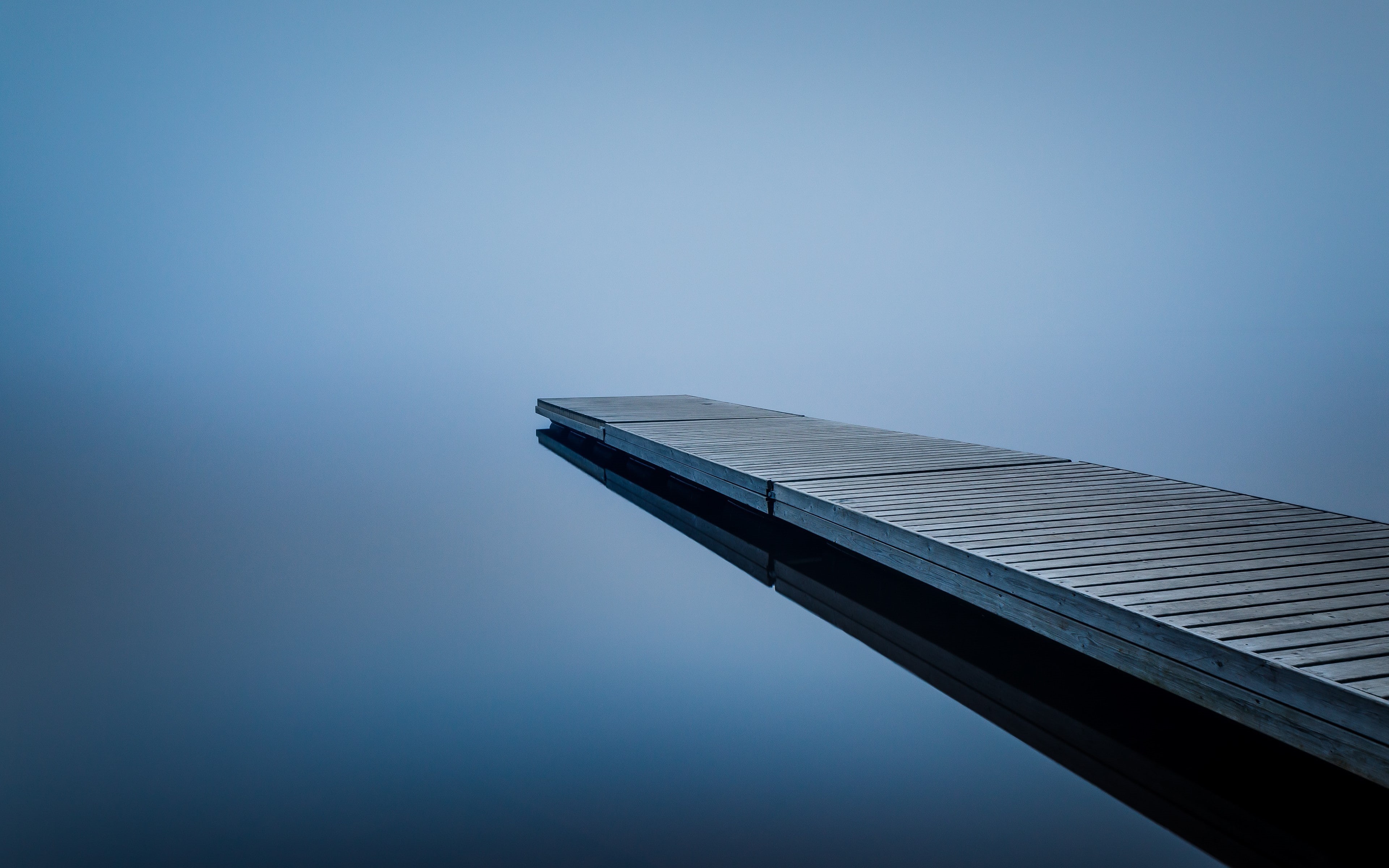 wood, water, dock, lake, 4K, nature, mist, photography, simple background, ultrawide, sea, blue, pier, calm waters, HD Wallpaper