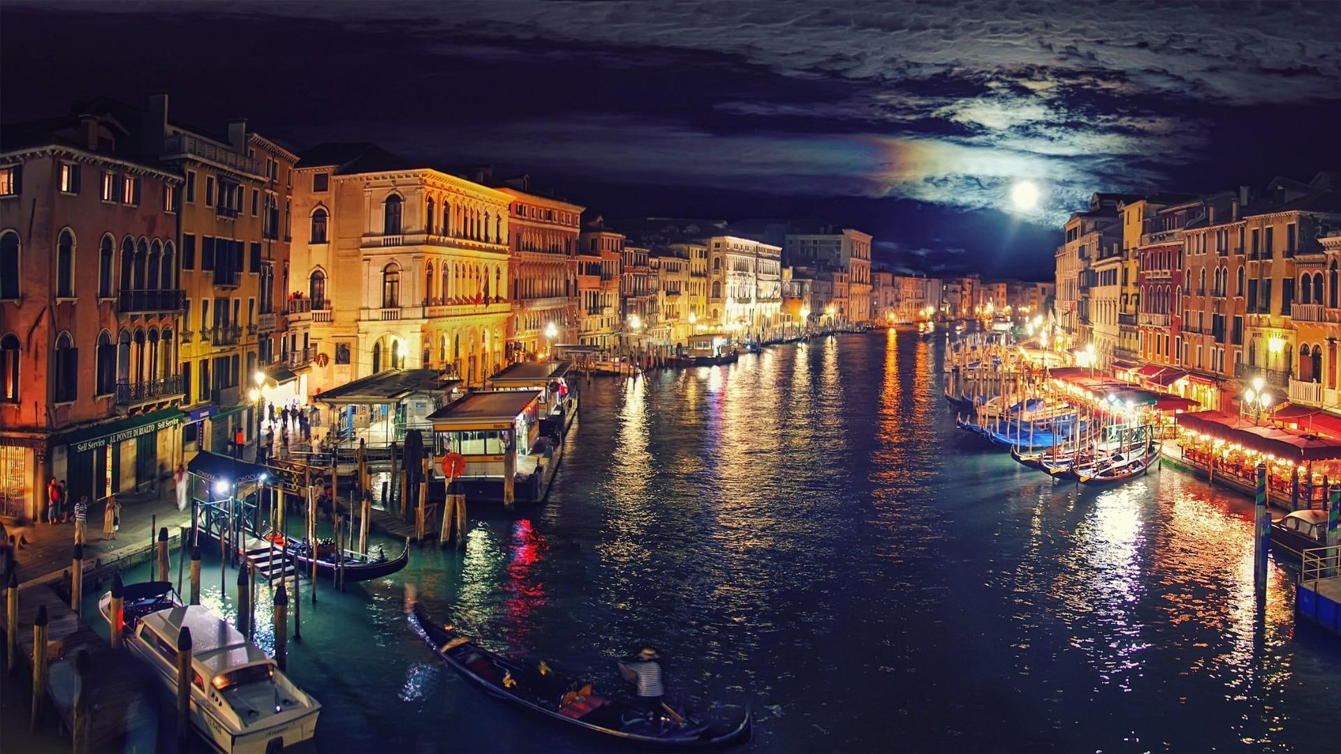 city, veneza, life, beautiful, 1080P, night, HD Wallpaper