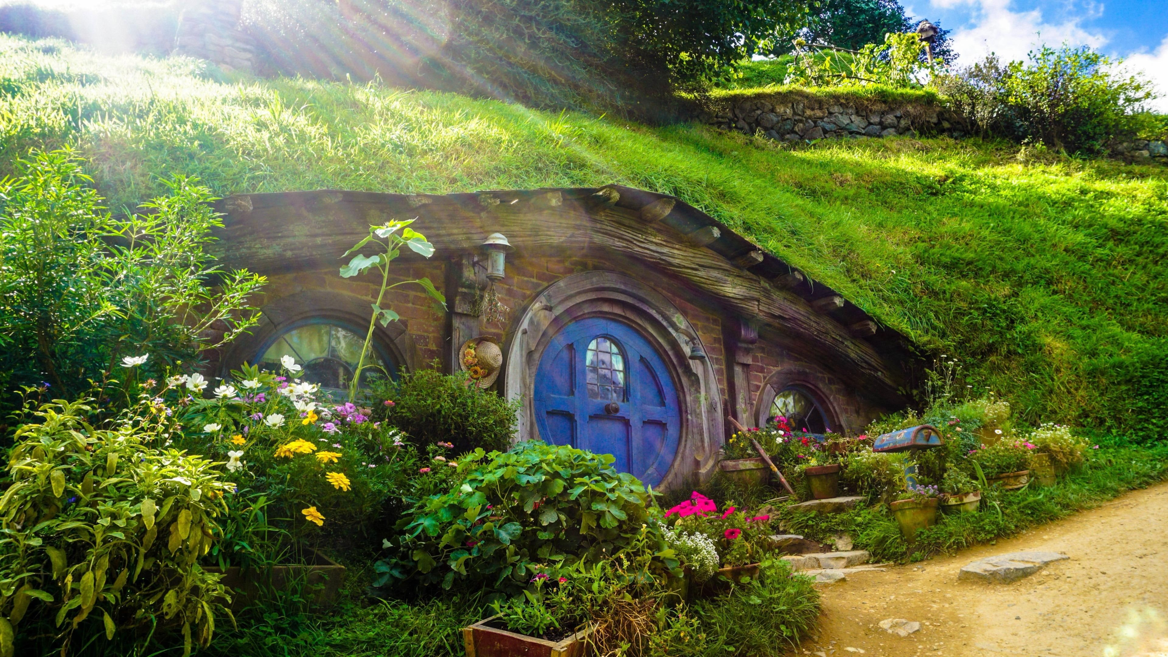 film location, life, hobbiton, new zealand, hobbit house, movie, city, 4K, house, matamata, hobbiton movie set, movie location, HD Wallpaper