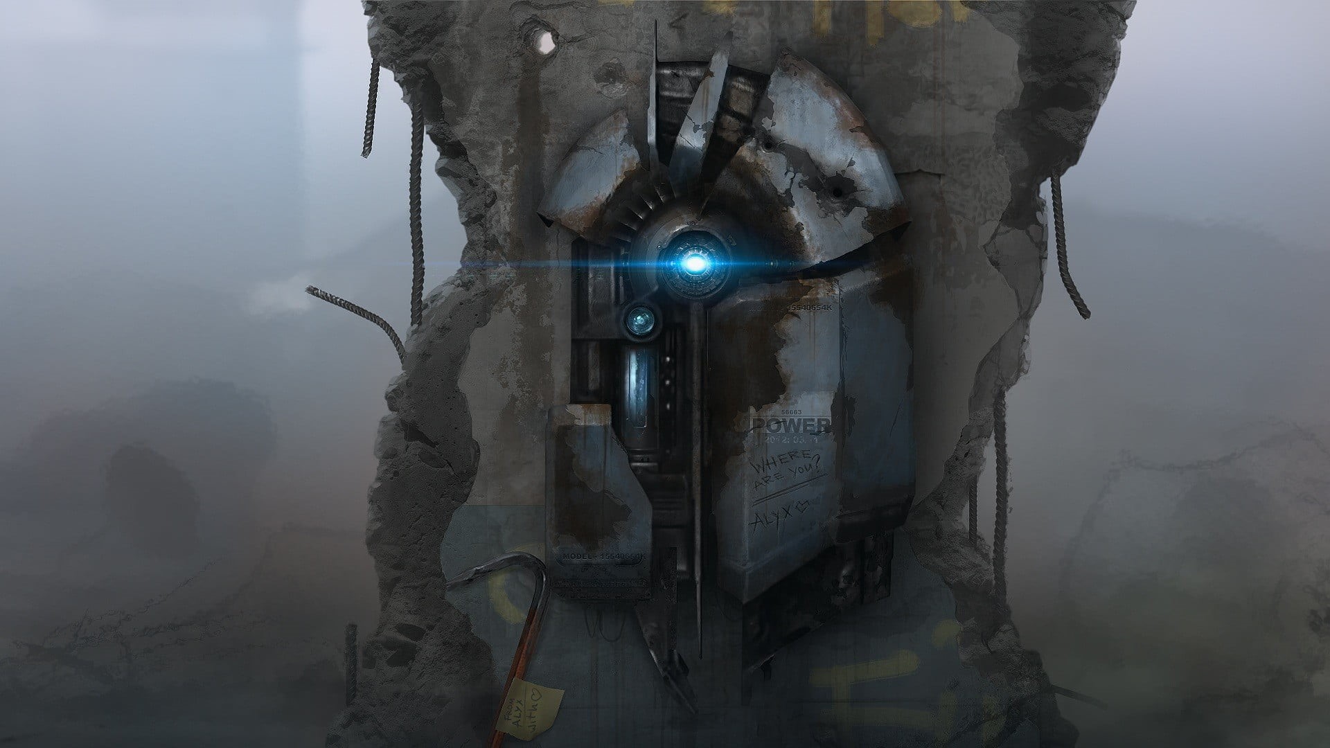 gray, architecture, illuminated, fog, transportation, technology, outdoors, illustration, reflection, Half-Life 2, night, nature, robot, 1080P, one person, HD Wallpaper