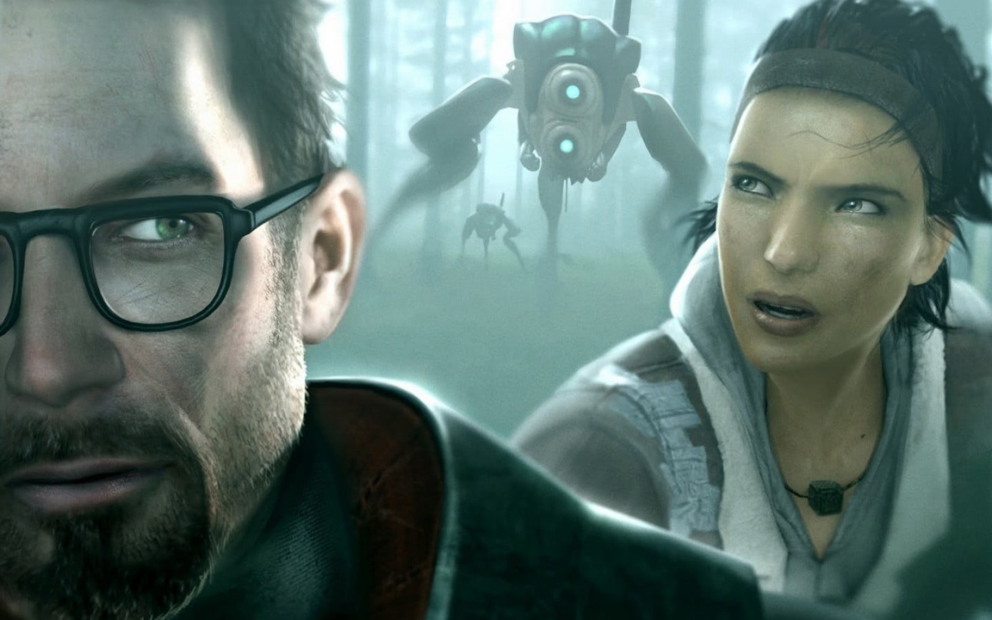 Half-Life, contemplation, togetherness, young women, adult, 720P, looking, portrait, Half-Life 2, headshot, people, males, front view, Alyx Vance, two people, HD Wallpaper