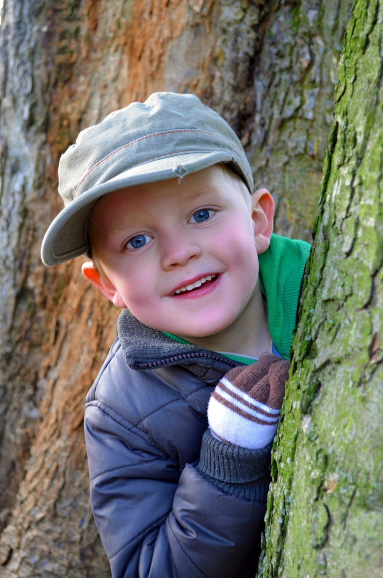 one boy only, standing, forest, young, trunk, cheerful, moss, cute, background, caucasian Ethnicity, portrait, casual clothing, fun, blond Hair, one Person, Phone HD Wallpaper
