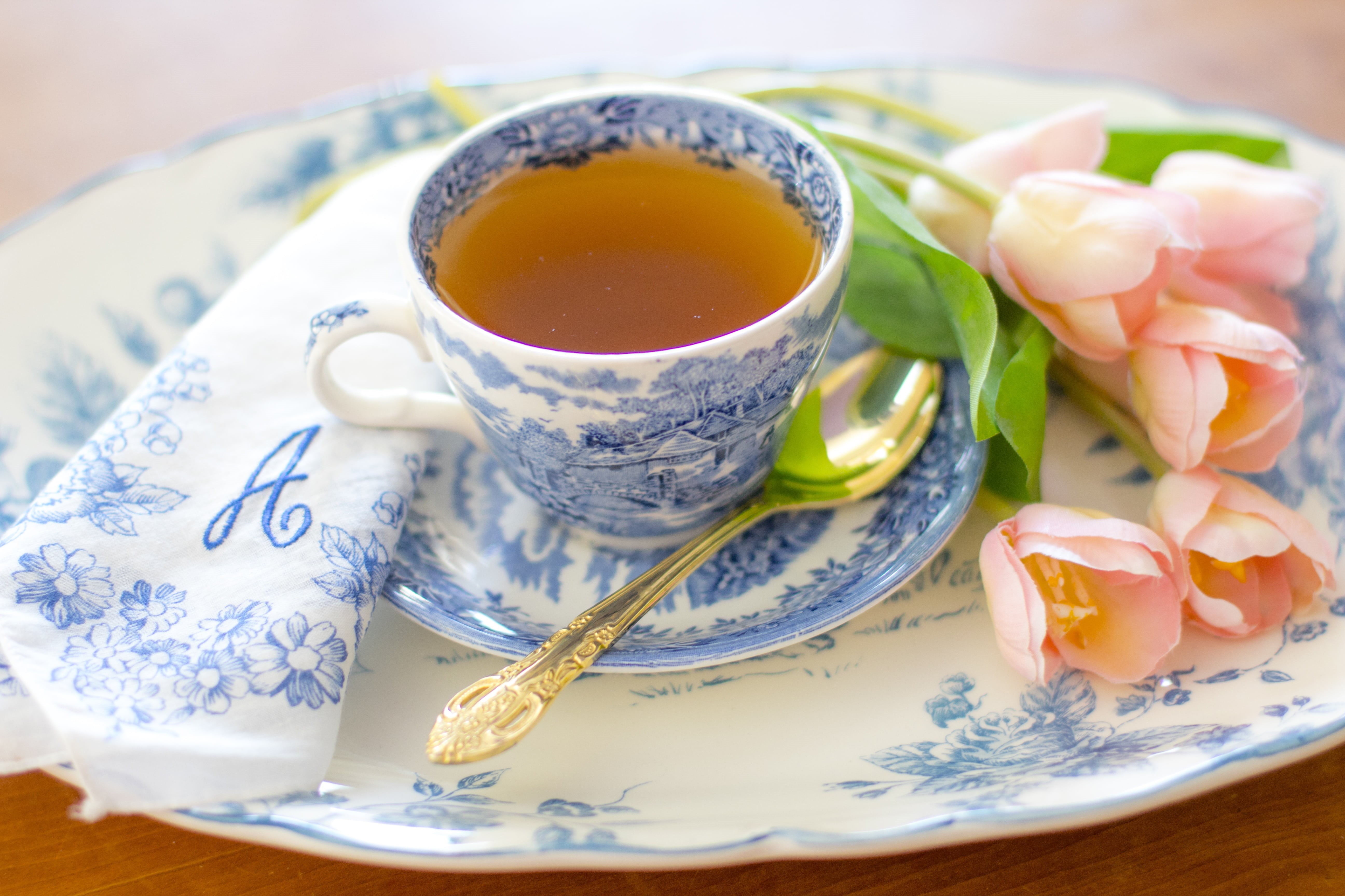 refreshment, tea - hot drink, cup, eggcup, healthy, floral pattern, cup of tea, spring, pink, vintage, crockery, flowers, no people, saucer, lovely, tulips, HD Wallpaper