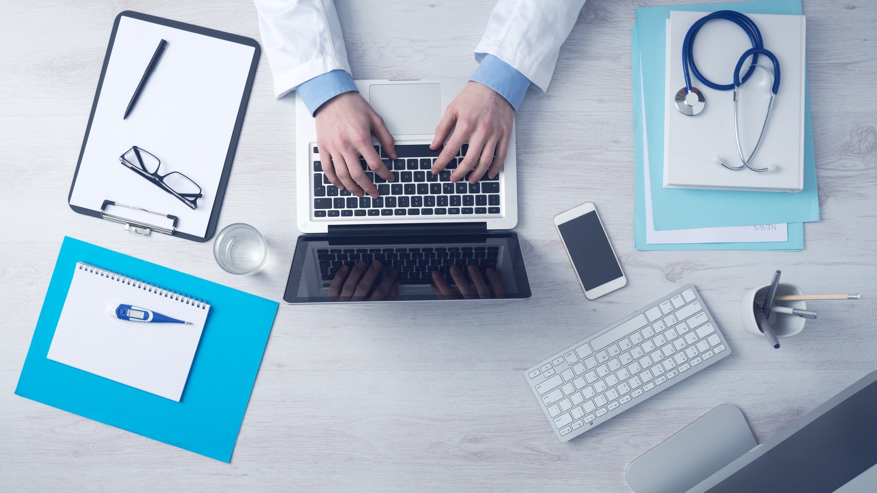 indoors, using laptop, one person, communication, working, typing, office, technology, medical care, adult, one man only, computer keyboard, connection, HD Wallpaper