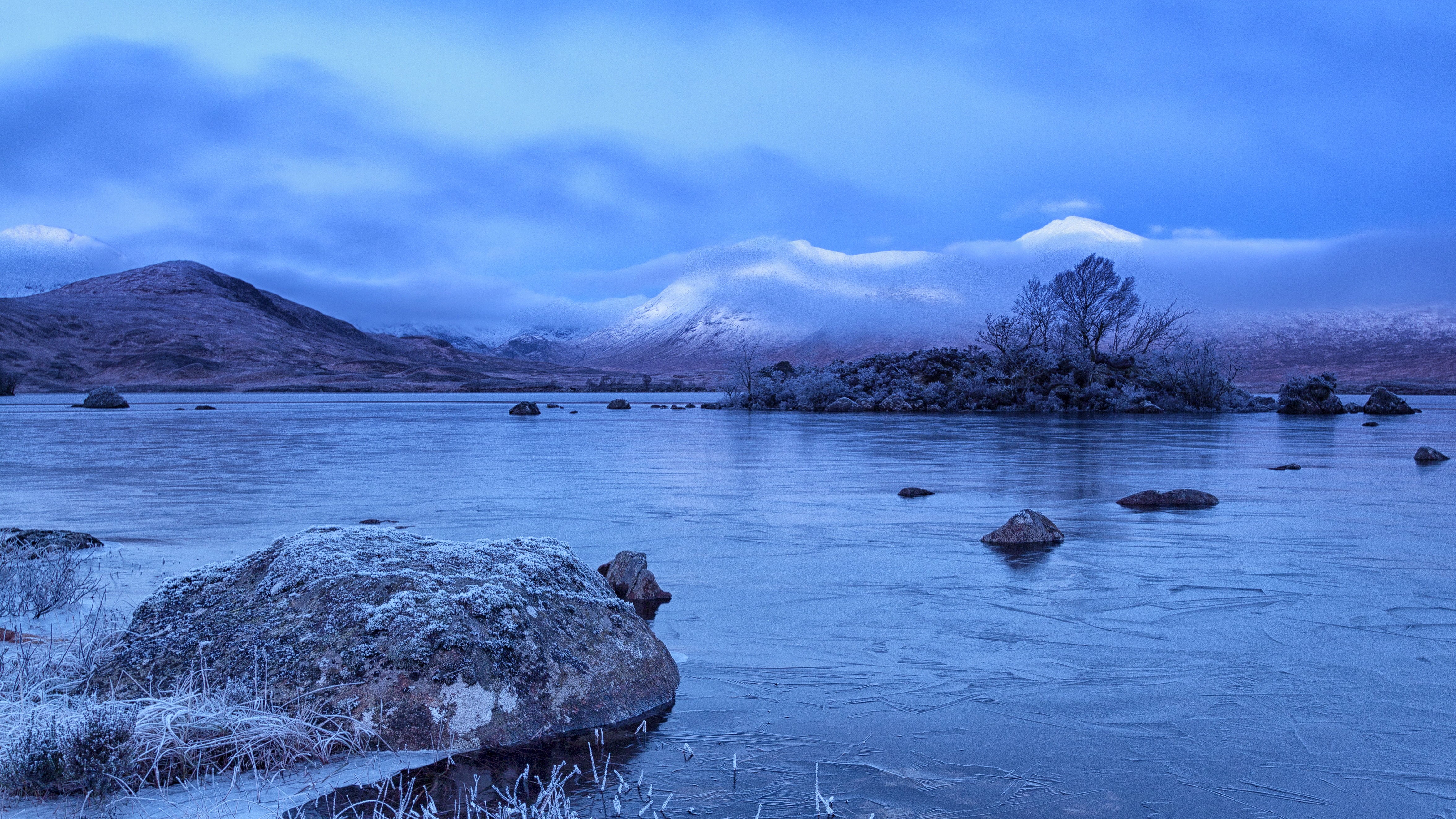 mountain, Highlands, season, water, Mountains, Black Mount, outdoors, lake, front, body, na h, photography, range, 4K, mountain range, Lochan, landscape, HD Wallpaper