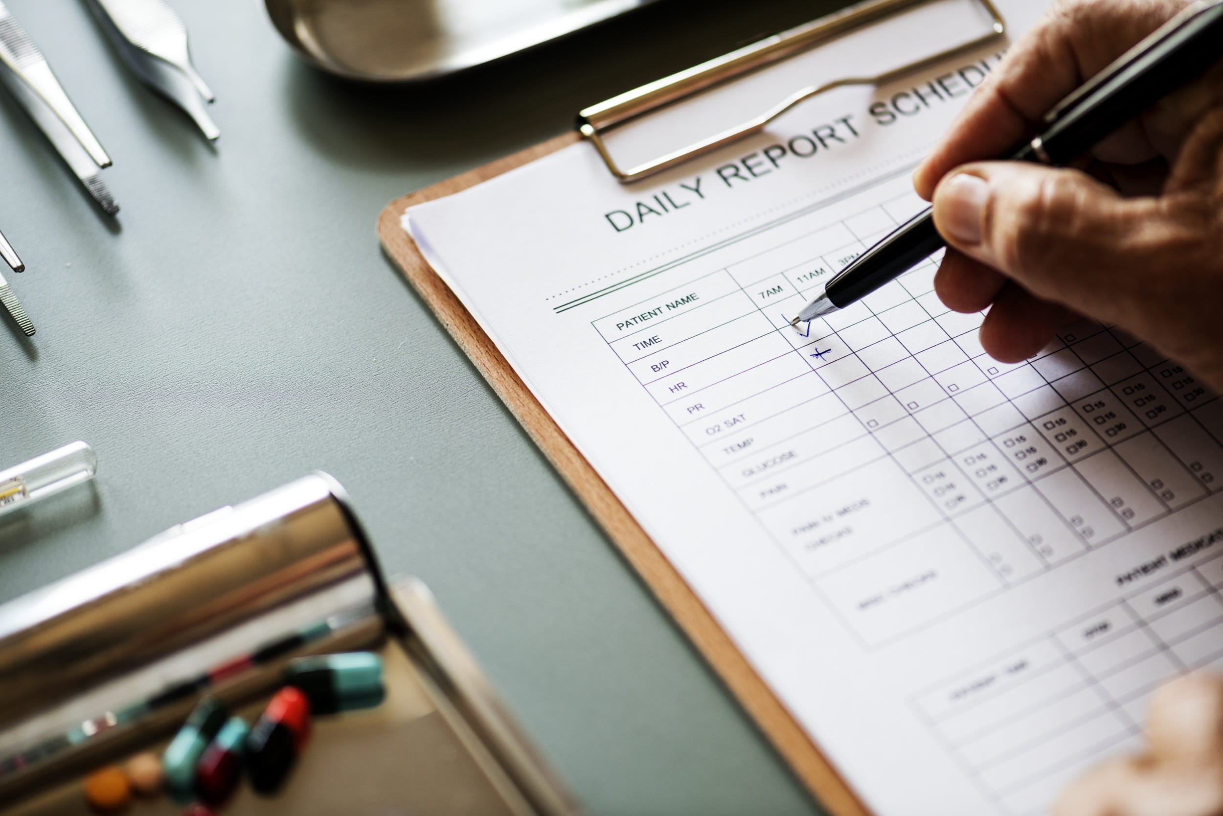 wellbeing, wellness, sickness, person, organization, checking, medicine, tick, patient, medical, fountain pen, information, selective focus, schedule, pen, HD Wallpaper