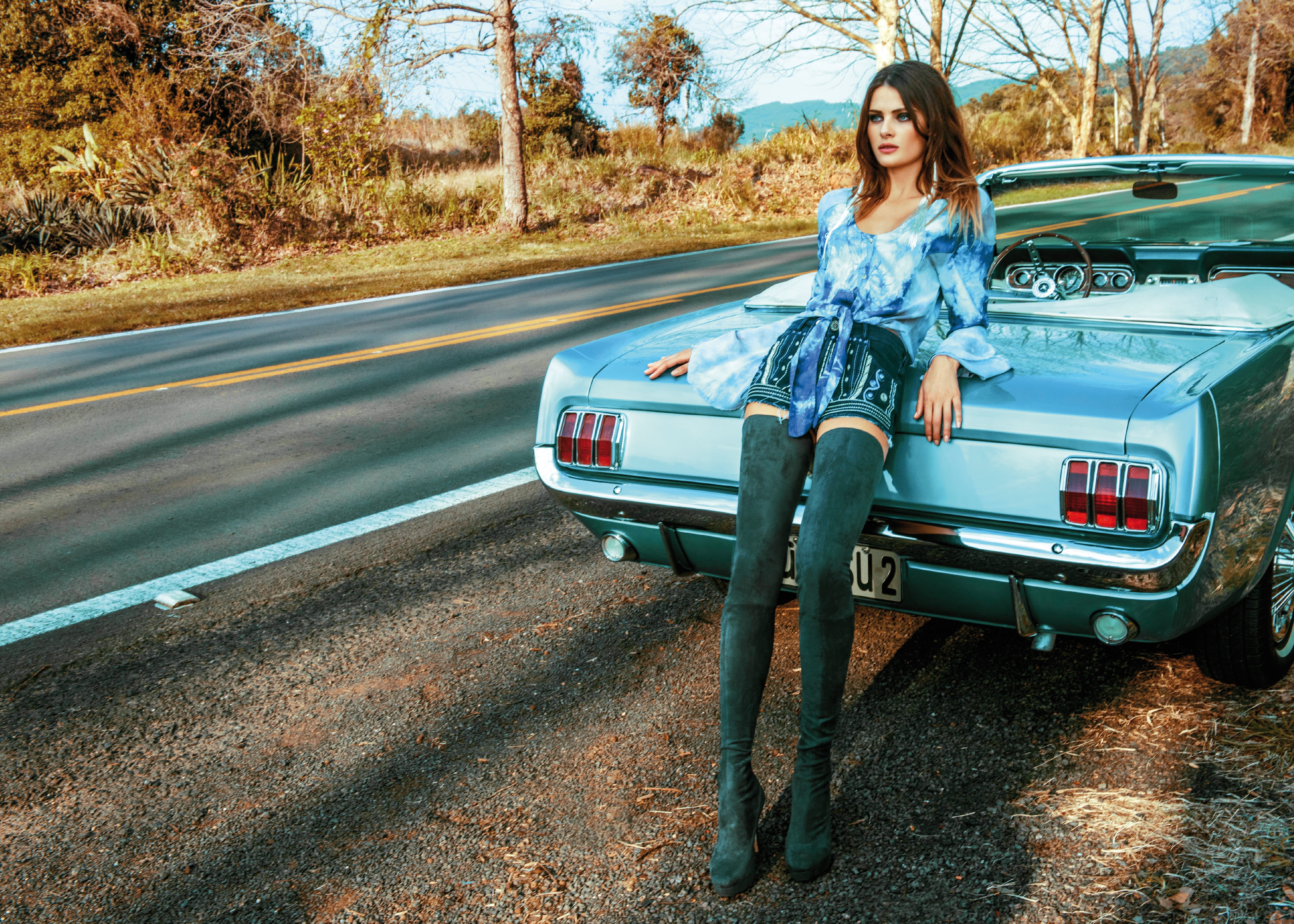 driving, journey, black, retro Styled, summer, beautiful, young Adult, hairstyle, standing, looking at camera, young Women, smiling, people Traveling, full length, HD Wallpaper