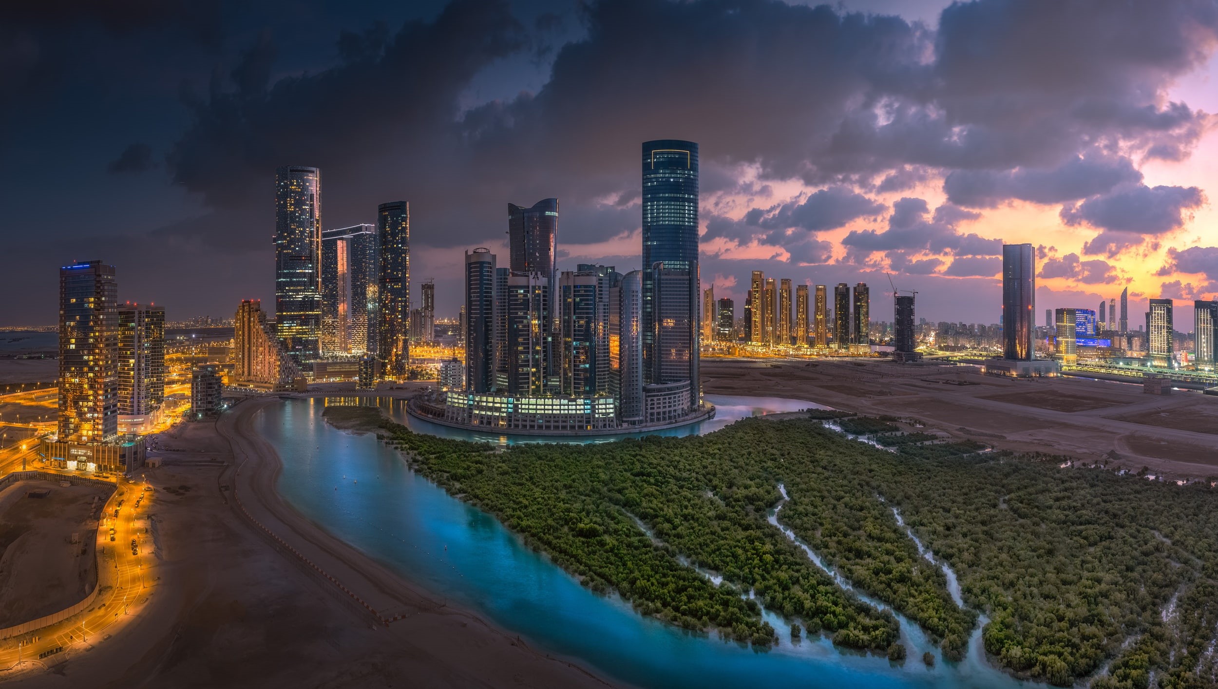 1080P, United Arab Emirates, Skyscraper, Cities, City, Abu Dhabi, Building, Night, HD Wallpaper