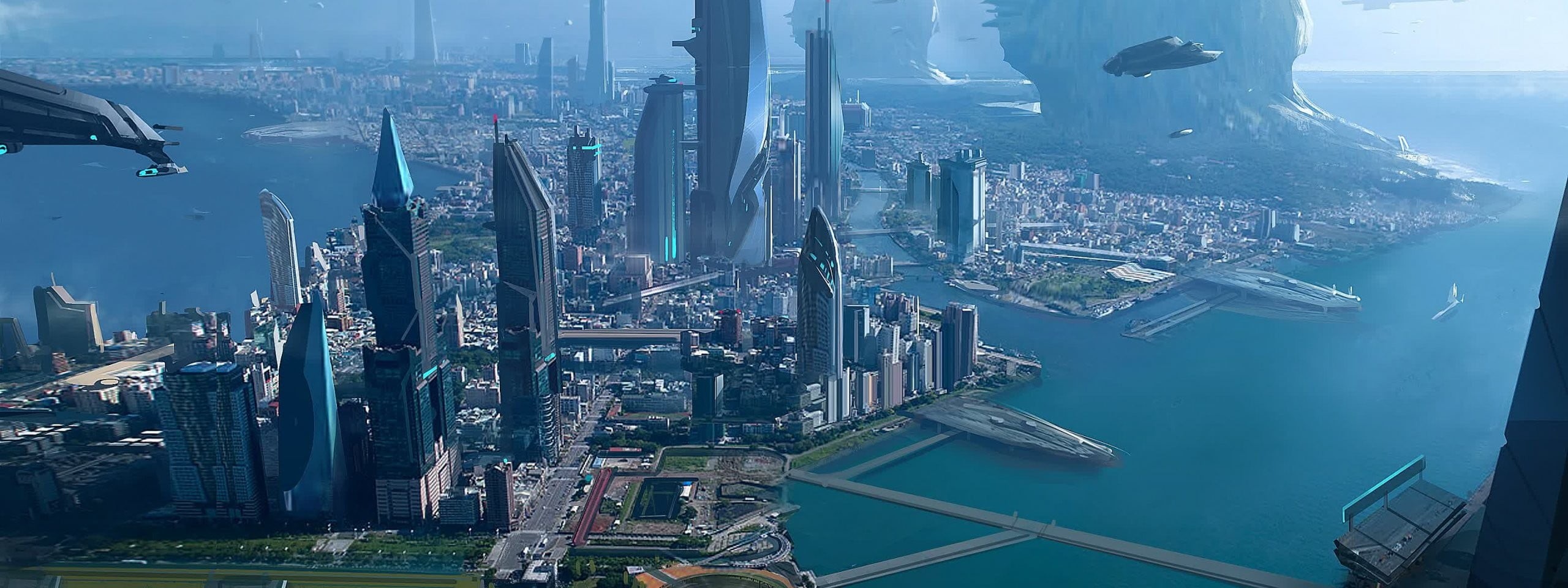 office building exterior, city, cityscape, building exterior, nautical vessel, science fiction, built structure, nature, modern, skyscraper, residential district, HD Wallpaper