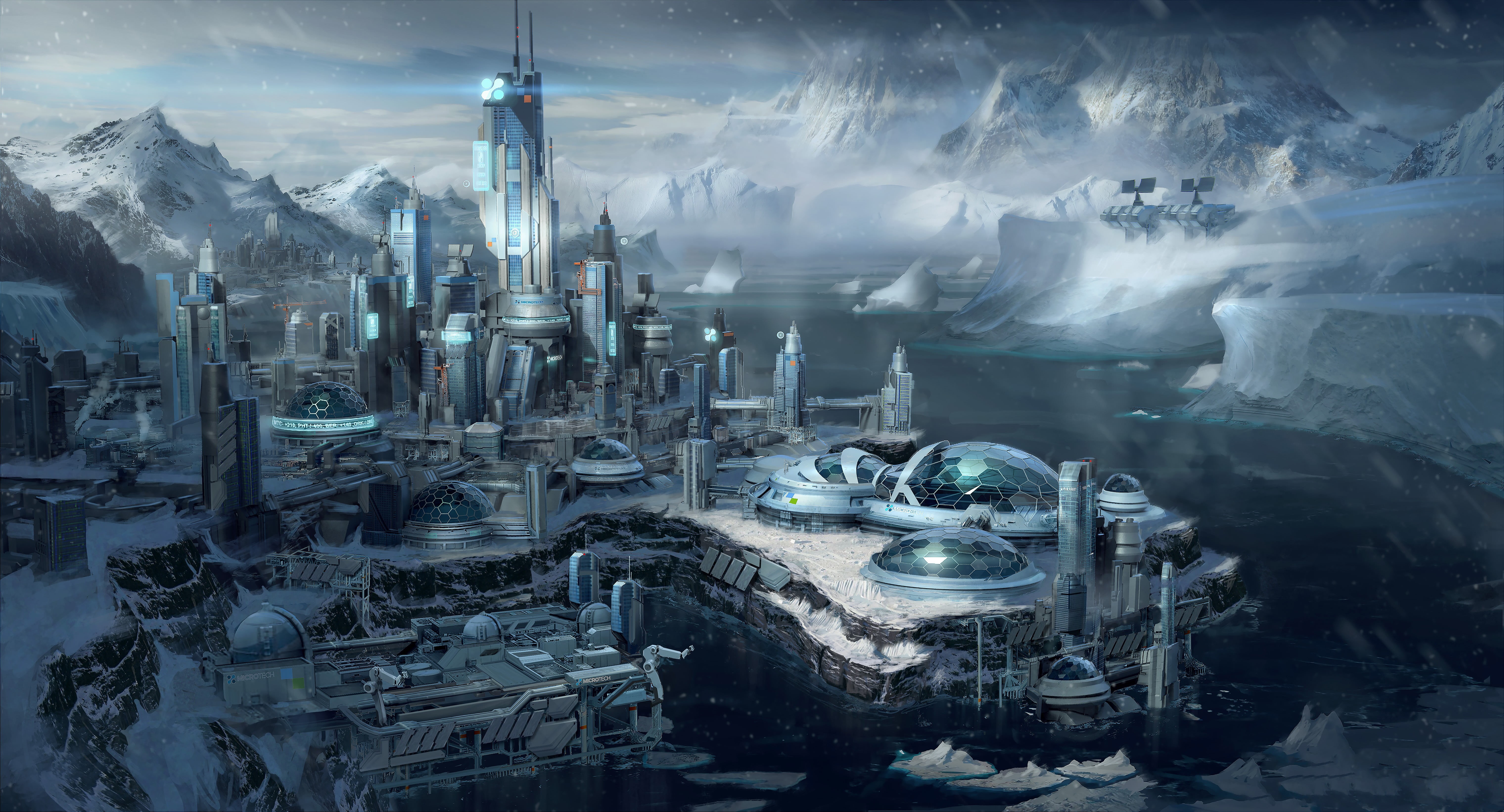 building exterior, travel, IUCOP, science fiction, winter, civilization, architecture, smoke - physical structure, Star Citizen, sky, day, water, HD Wallpaper
