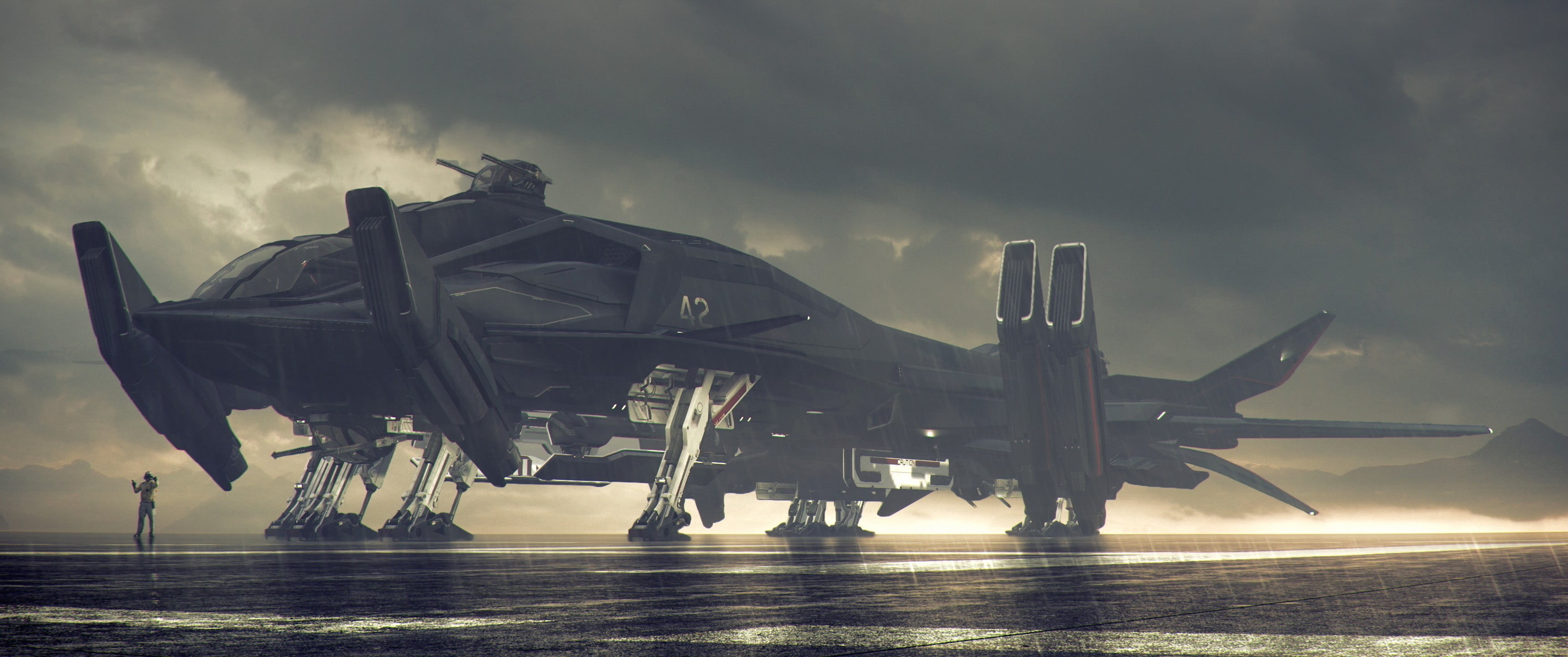 fog, military, water, sky, fighter plane, white, airport, transportation, Retaliator, airport runway, smoke - physical structure, nature, airplane, table, HD Wallpaper