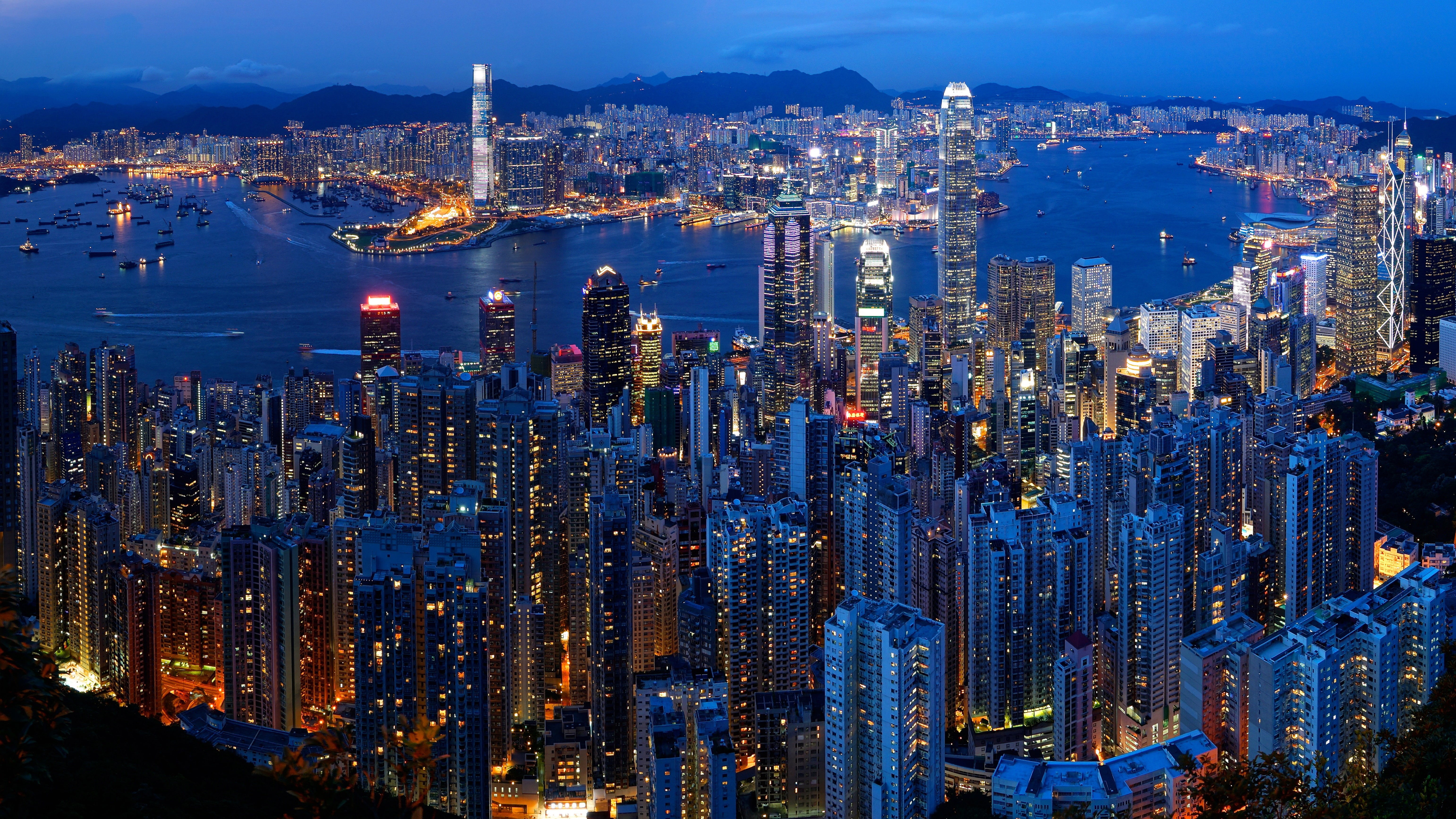 5K, city, skyscraper, harbour, residential district, building exterior, water, tall - high, china, peak, cityscape, urban skyline, bay, financial district, HD Wallpaper