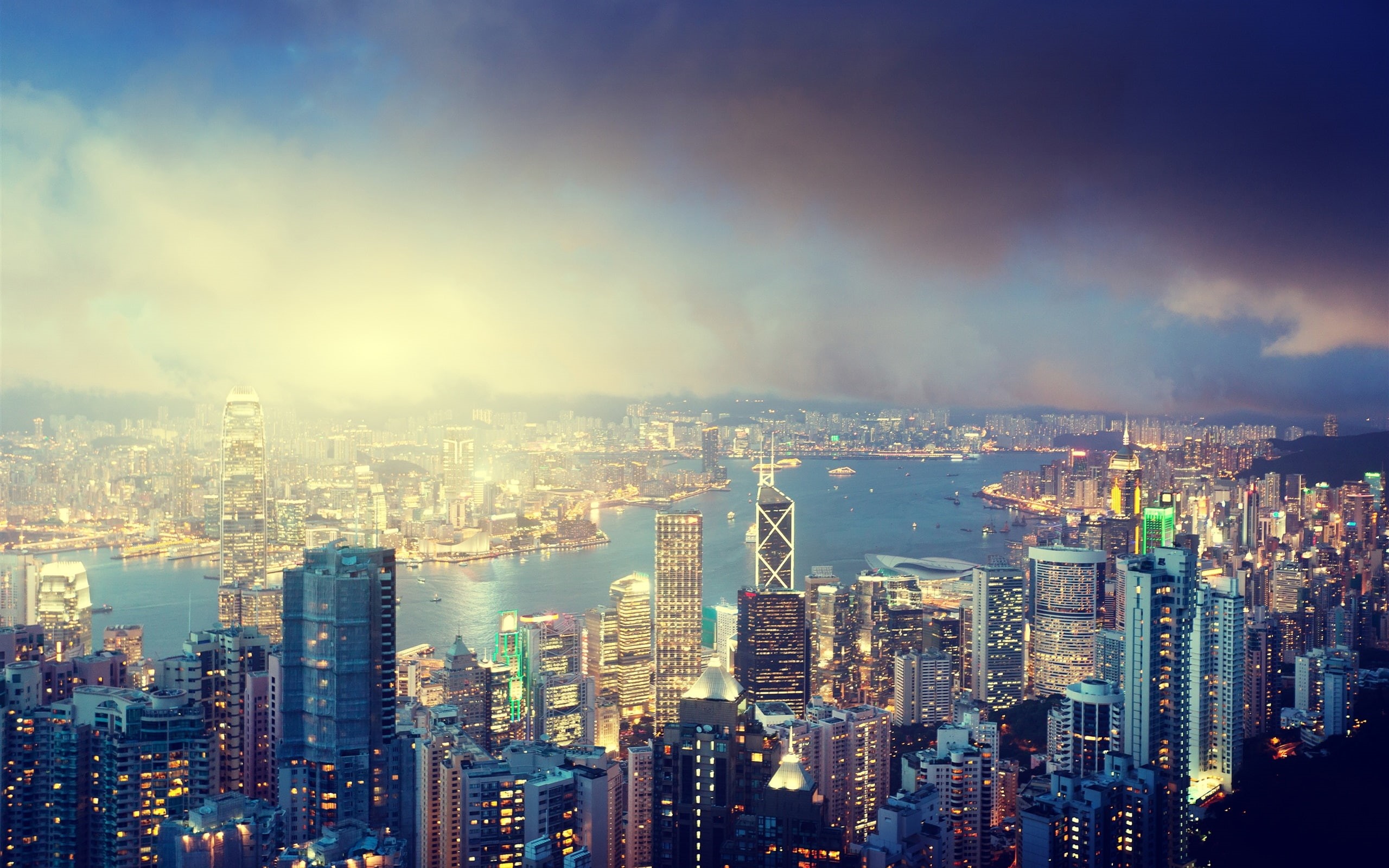 Peak, HongKong, kong, Night, hong, Buildings, Lights, 2K, Victoria, HD Wallpaper