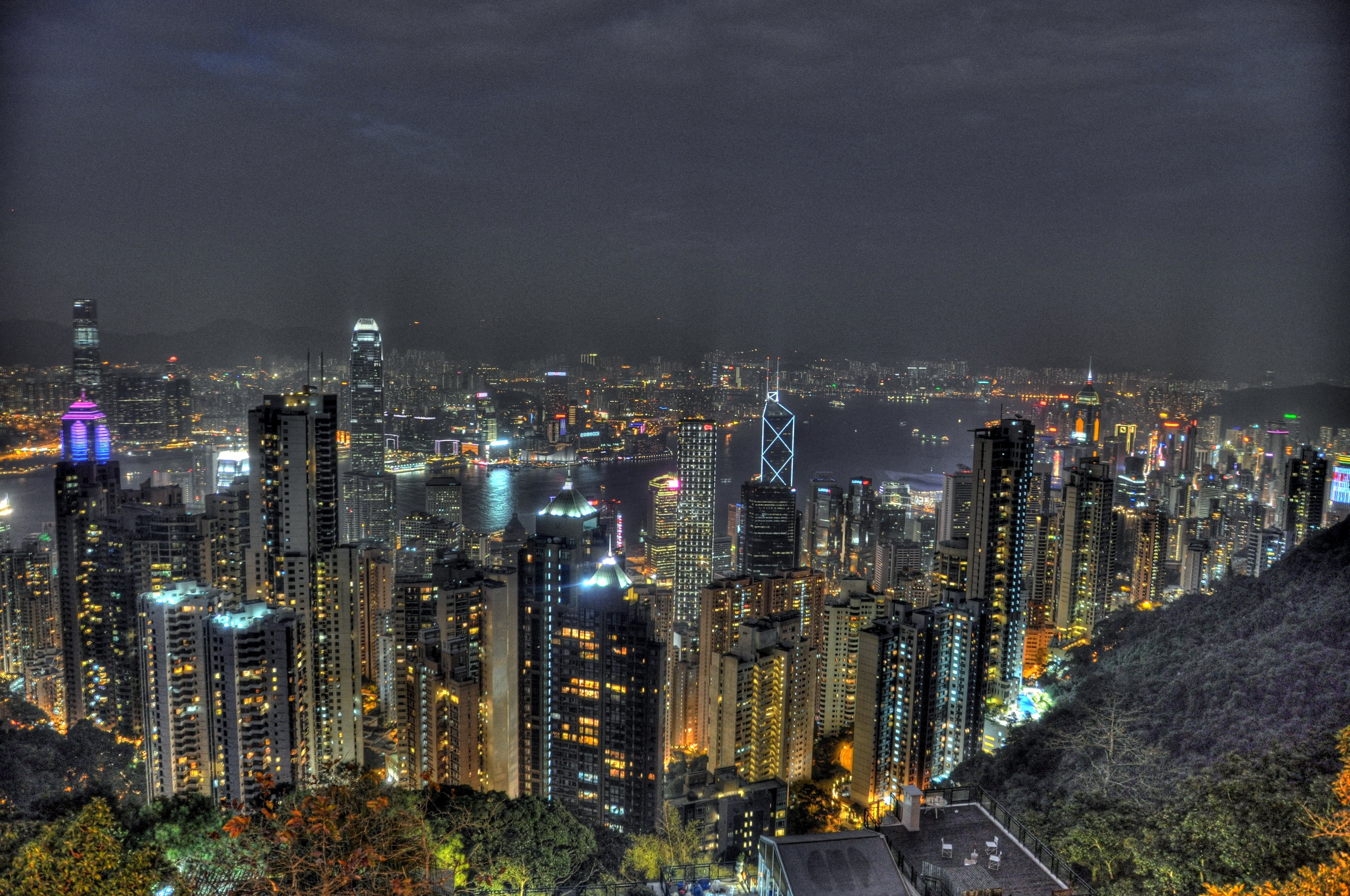 Photomatix Pro, 4K, TST, Tower, architecture, buildings, hong Kong, high-rise buildings, Victoria Peak, International Finance Centre, West Kowloon, Hong Kong Island, HD Wallpaper