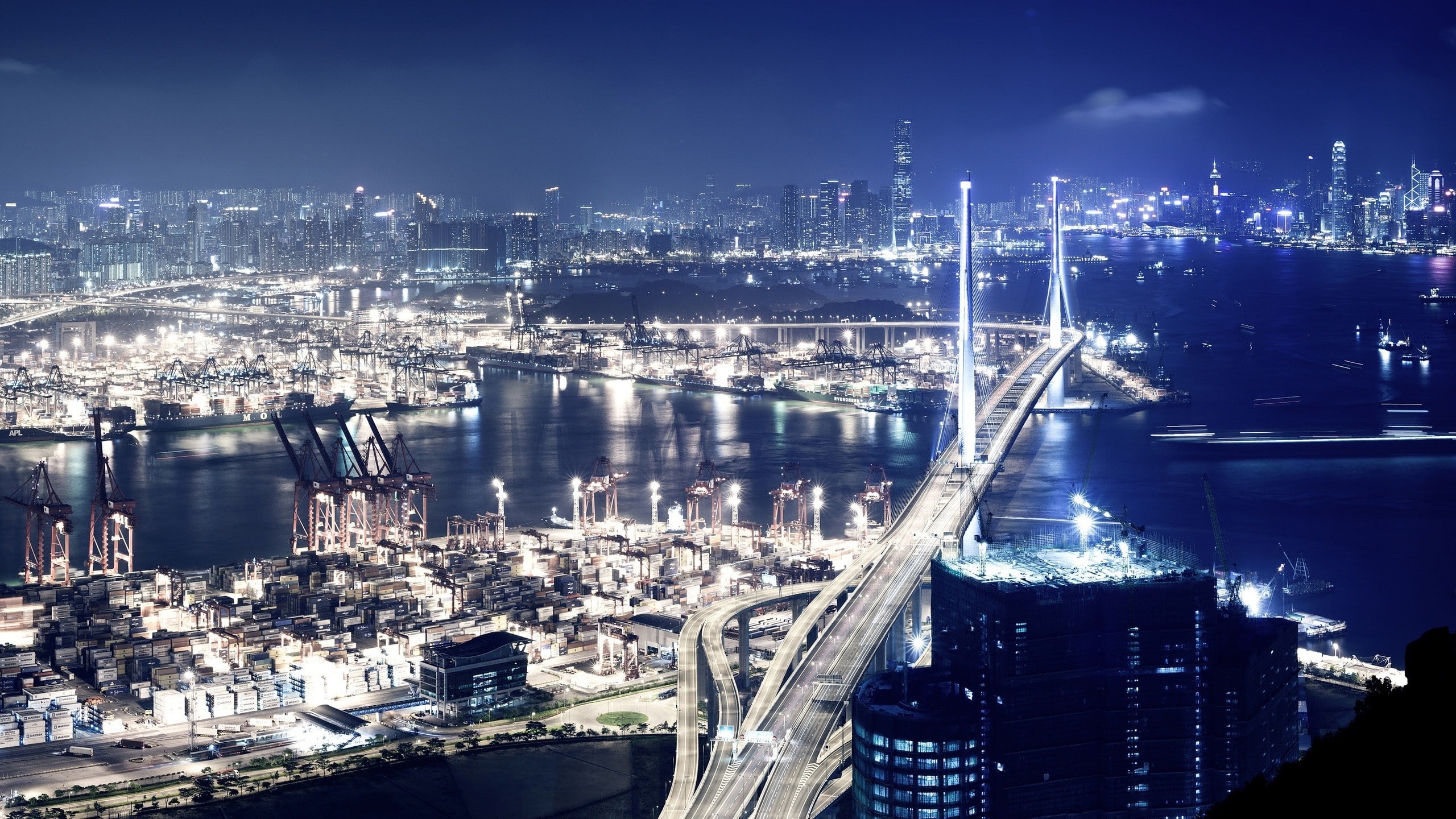 transportation, skyscraper, Hong Kong, built structure, nature, office building exterior, modern, financial district, bridge - man made structure, building exterior, HD Wallpaper