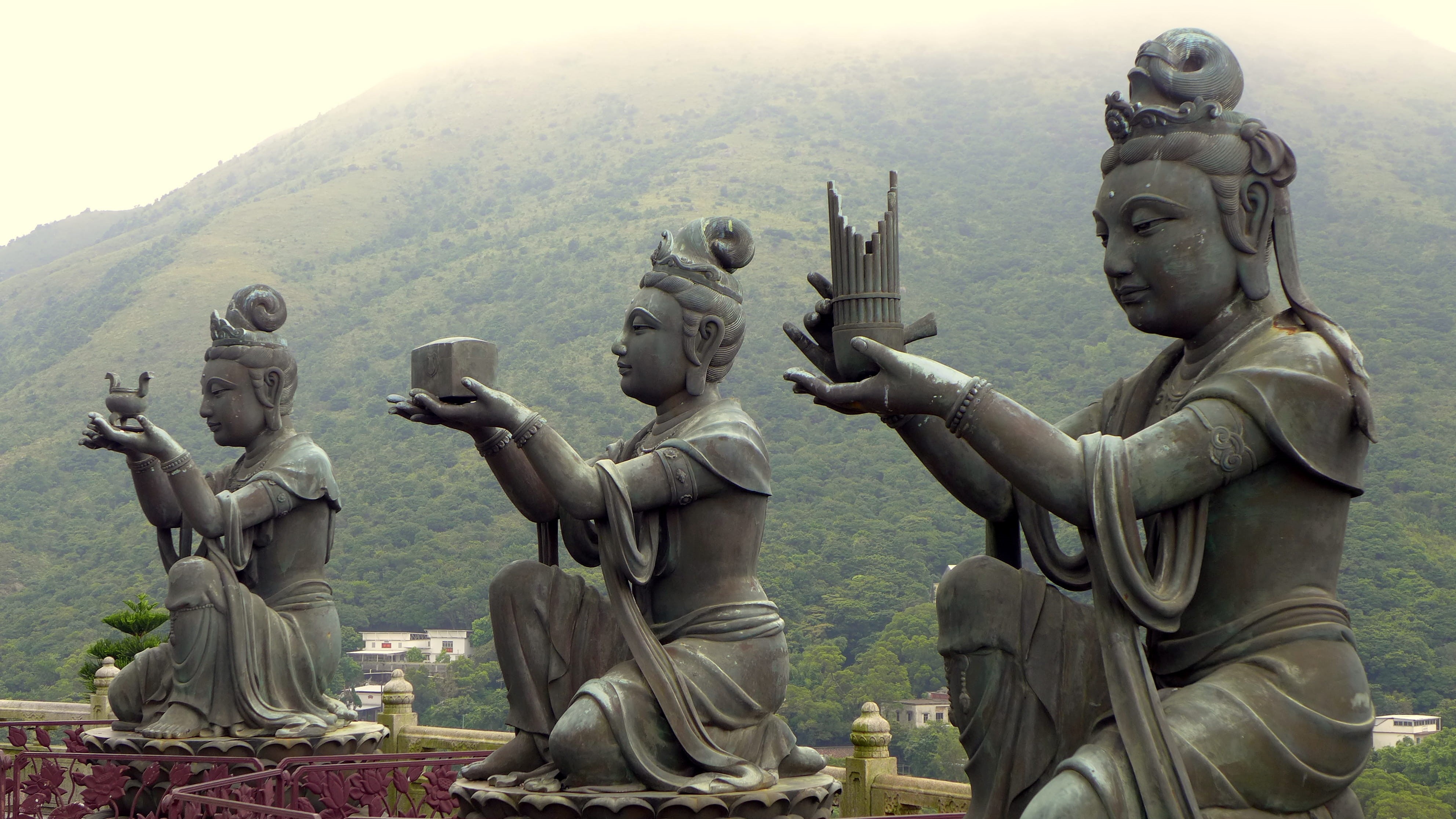 built structure, mountain, place of worship, day, 4K, art and craft, no people, lantau, human representation, male likeness, statue, architecture, representation, HD Wallpaper
