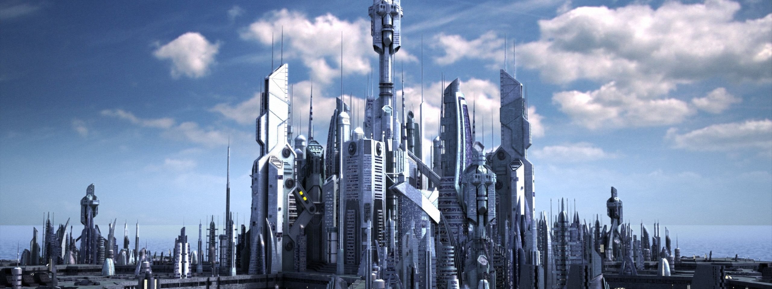 panoramic, science fiction, rise, steel, building, architecture, still, water, office building exterior, alloy, nature, sky, tower, high, cityscape, outdoors, HD Wallpaper