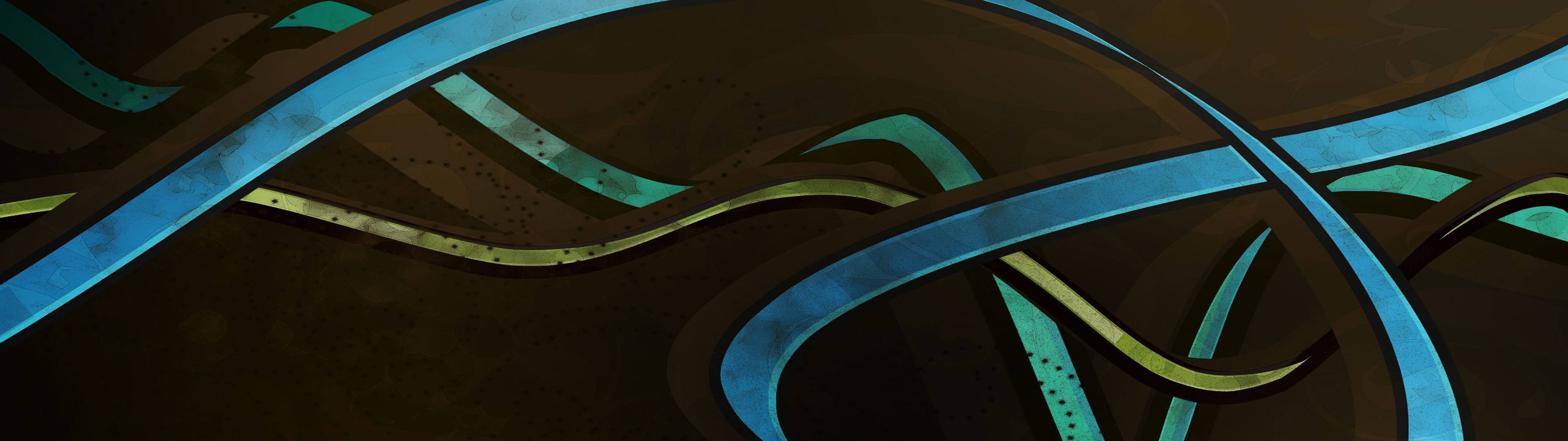 city, design, 4K, multiple display, art and craft, abstract, shape, architecture, curve, pattern, no people, blue, green color, yellow, close-up, illuminated, HD Wallpaper