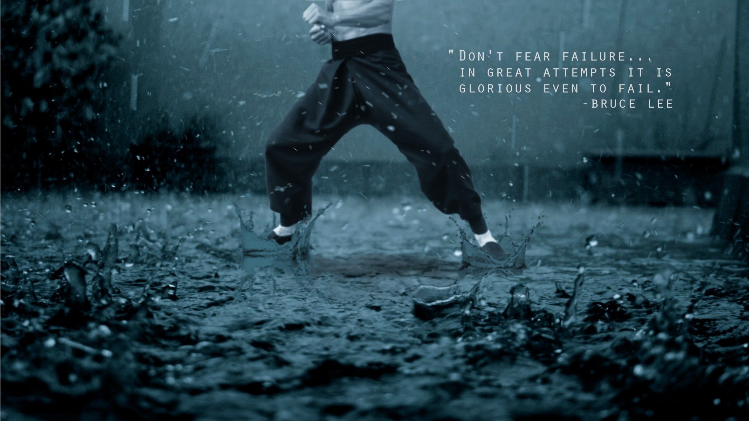 quote, Bruce Lee, gyms, motivational, rain, kung fu, 2K, inspirational, HD Wallpaper