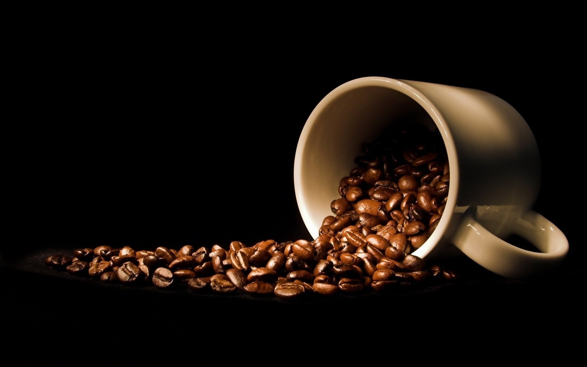 breakfast, brown, studio shot, mug, bean, roasted coffee bean, coffee - drink, coffee cup, copy space, indoors, large group of objects, food, no people, HD Wallpaper