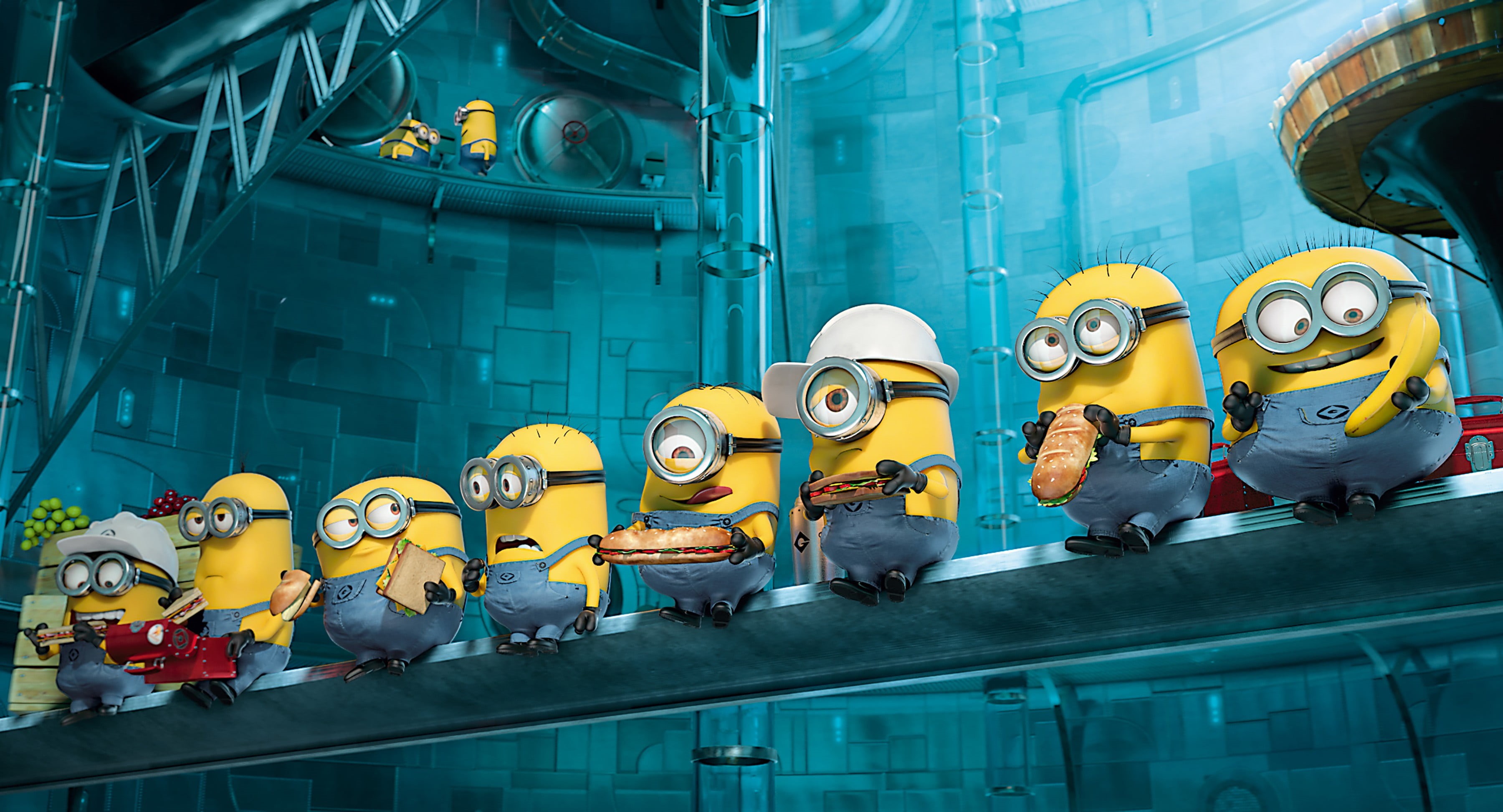 cooperation, group of people, day, outdoors, minions, representation, protective workwear, human representation, poster, men, built structure, business, HD Wallpaper