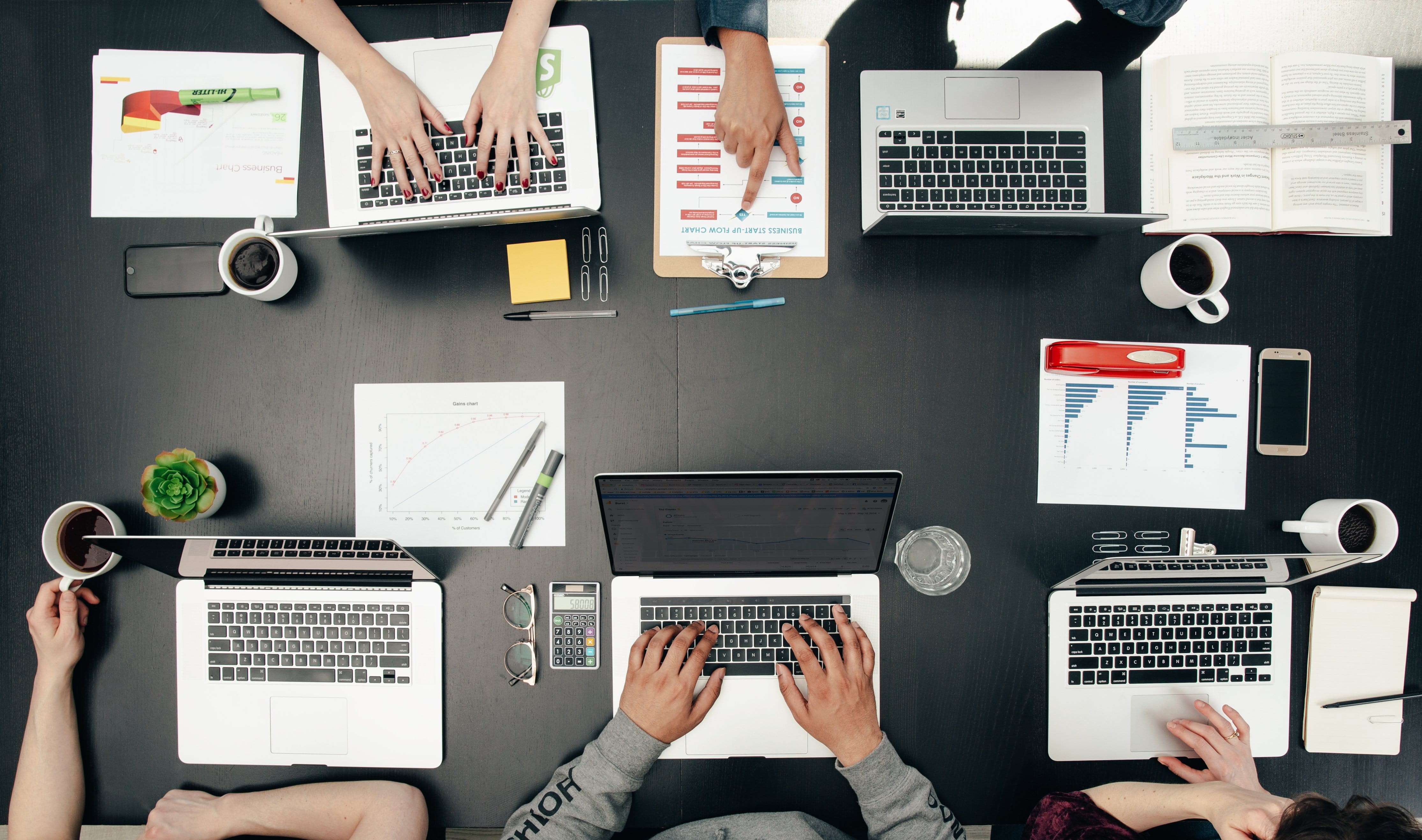 Flatlay, adult, Office, Entrepreneur, Presentation, Business, men, human body part, photo, tech, connection, laptop, table, coworker, business person, 4K, HD Wallpaper