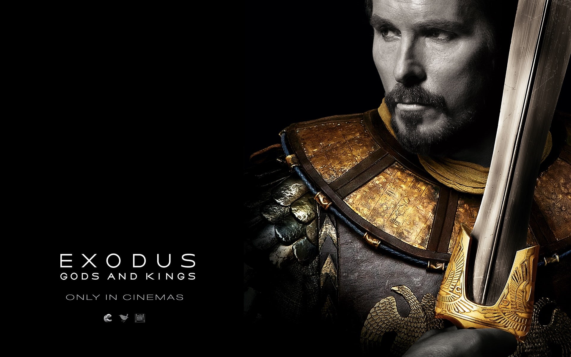 men, indoors, mid adult, young men, studio shot, portrait, golden, black, headshot, gods and kings, fantasy, mid adult men, poster, Christian Bale, aggression, HD Wallpaper