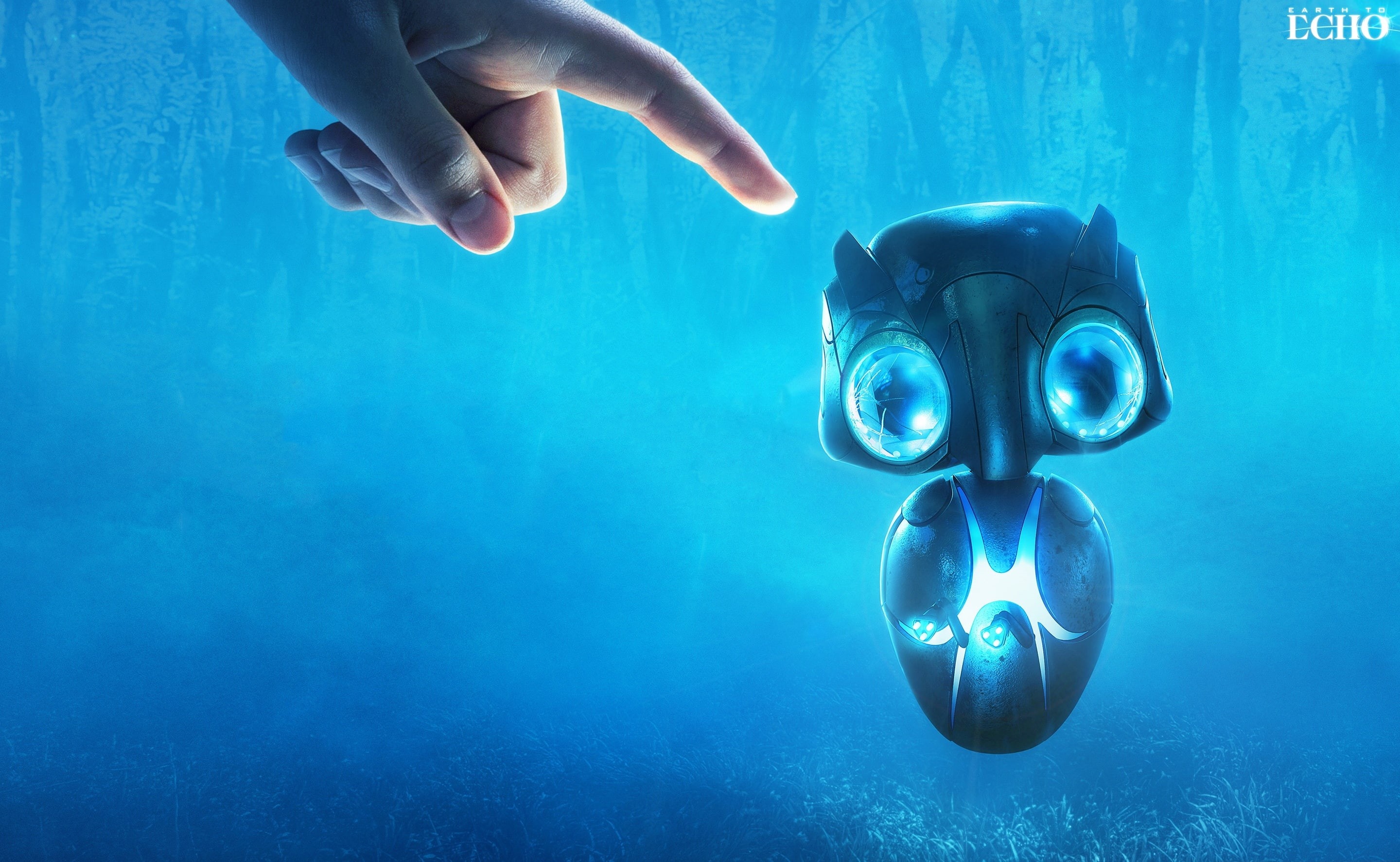 gray, underwater, earth, digital, Adventure, science fiction, Blue, adult, human hand, finger, Robot, Other Movies, Film, 2K, Earth To Echo, human body part, HD Wallpaper