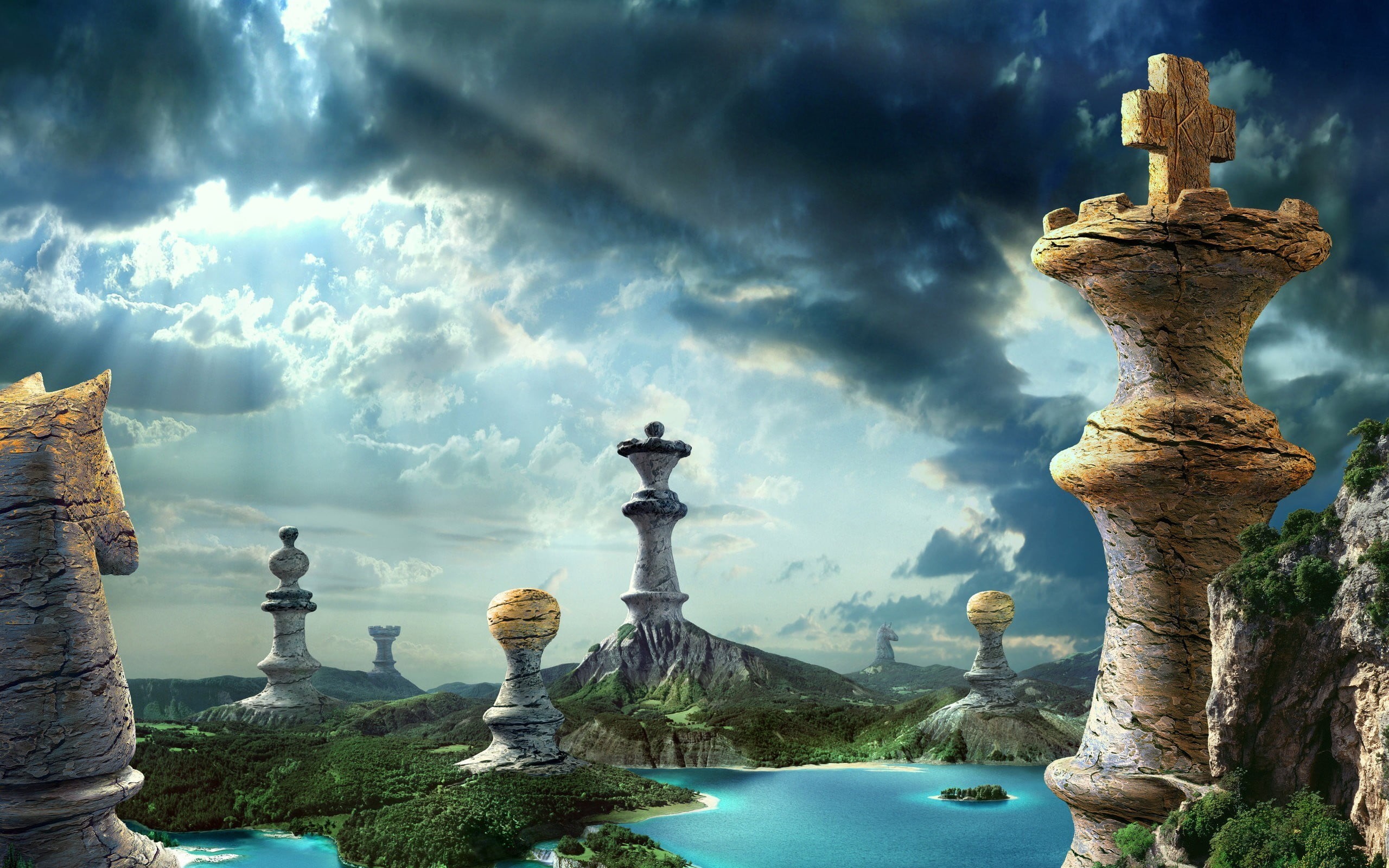 no people, piece, beauty in nature, day, 2K, human representation, sculpture, tranquility, nature, tree, art and craft, towers, built structure, HD Wallpaper