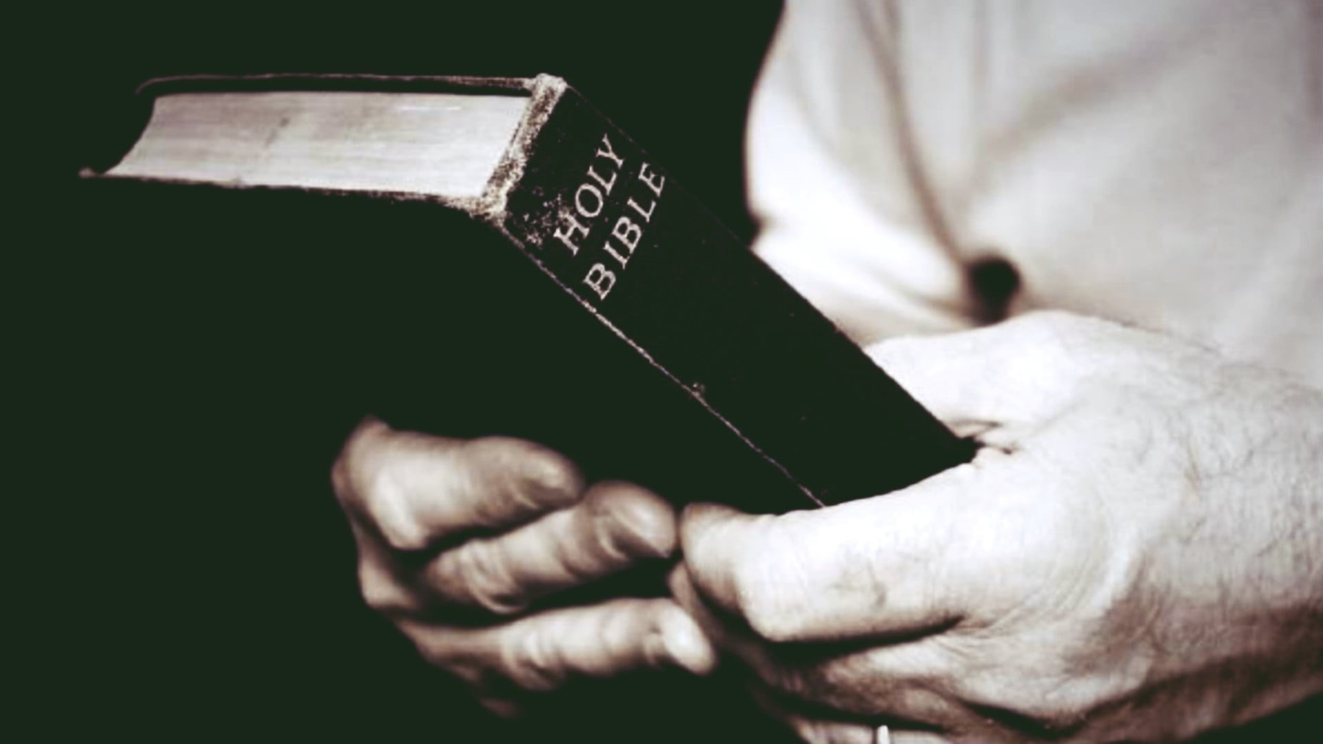 sunlight, 1080P, men, hand, real people, selective focus, black background, holy, human body part, hands, one person, finger, Holy Bible, focus on foreground, HD Wallpaper