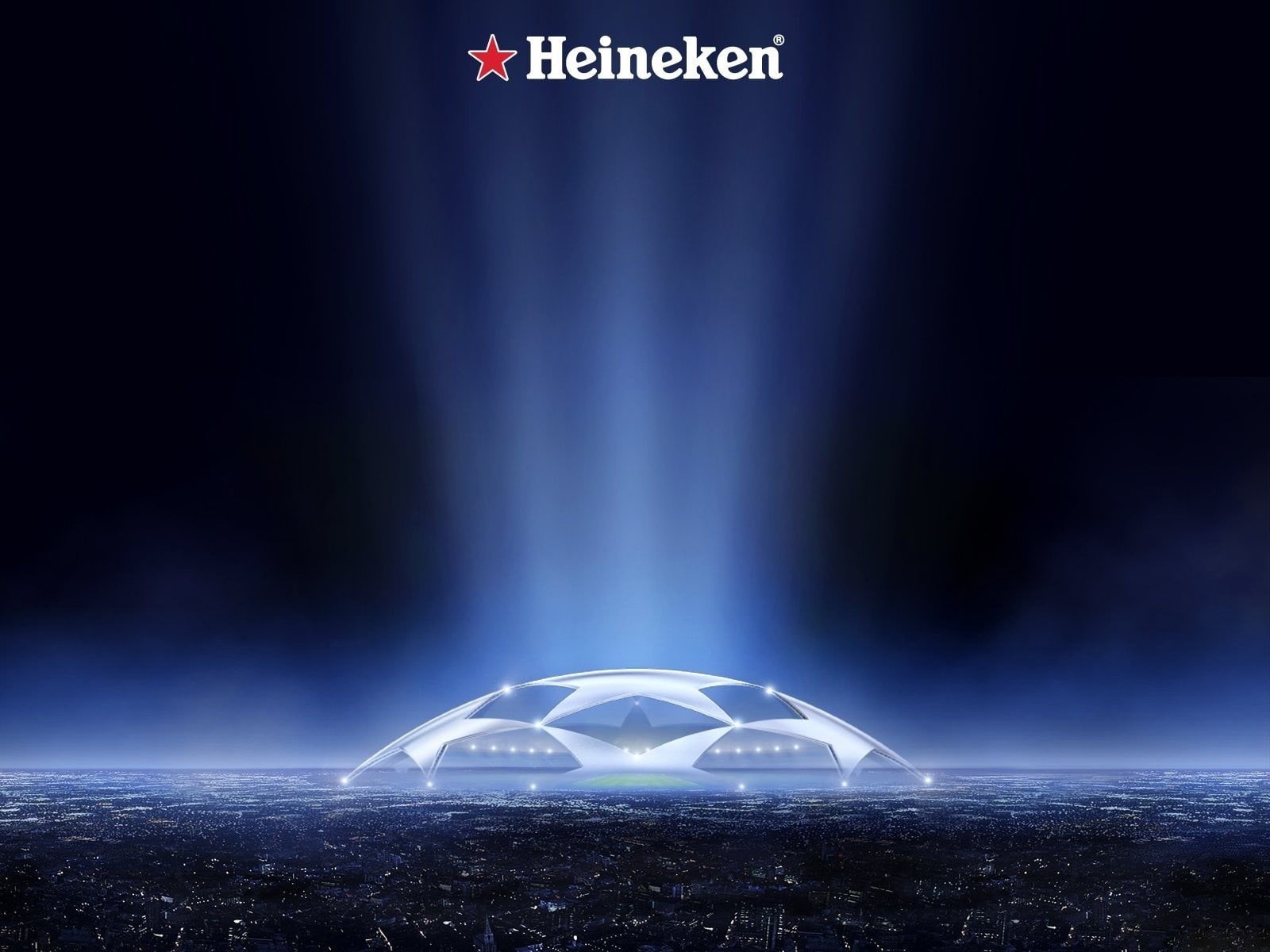 copy space, illuminated, outdoors, Heineken, architecture, no people, UEFA, logo, blue, soccer, single object, nature, communication, mode of transportation, HD Wallpaper