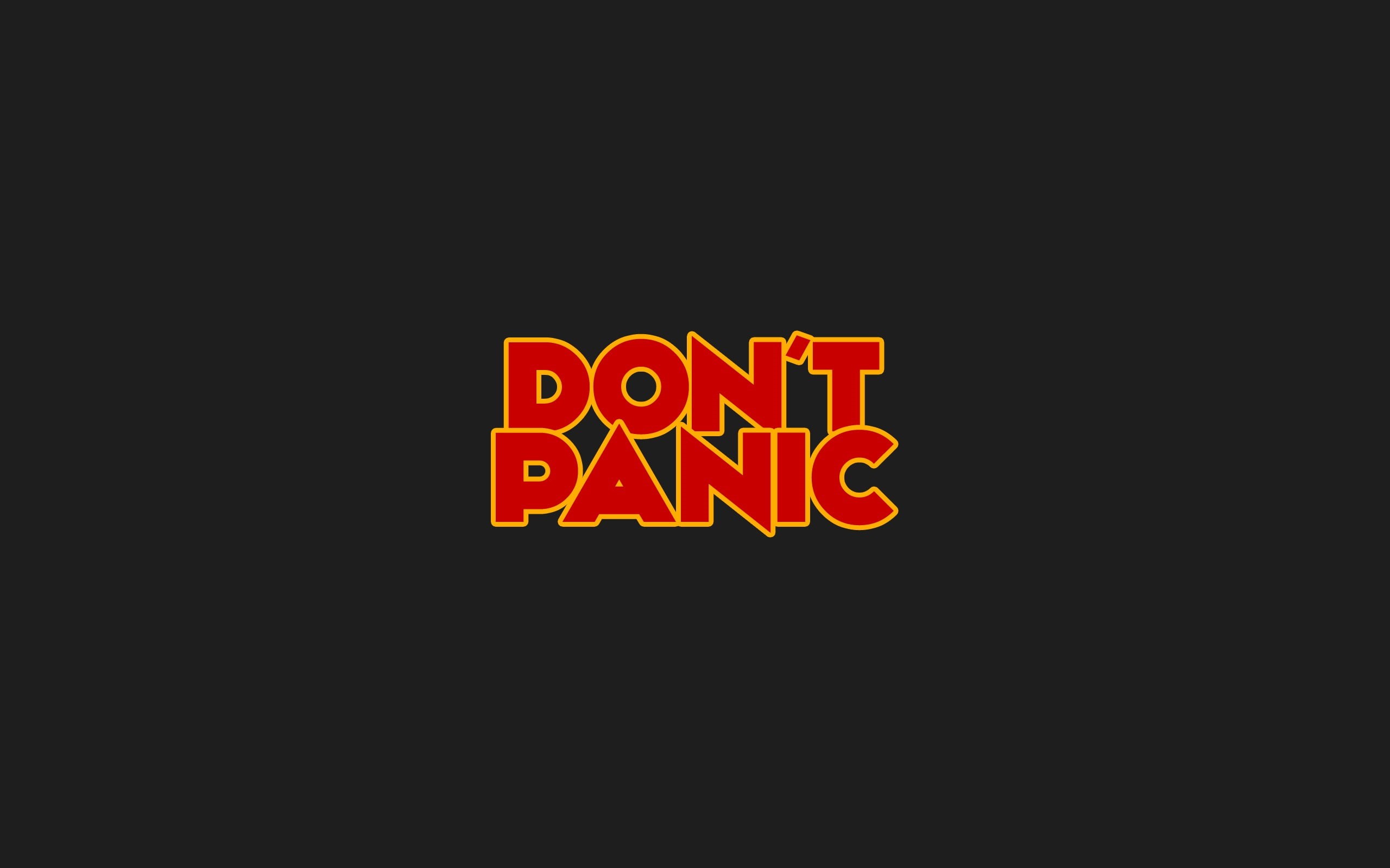 number, panic, black background, overlay, capital letter, minimalism, western script, information, Dont Panic, studio shot, black, don, illuminated, close-up, HD Wallpaper