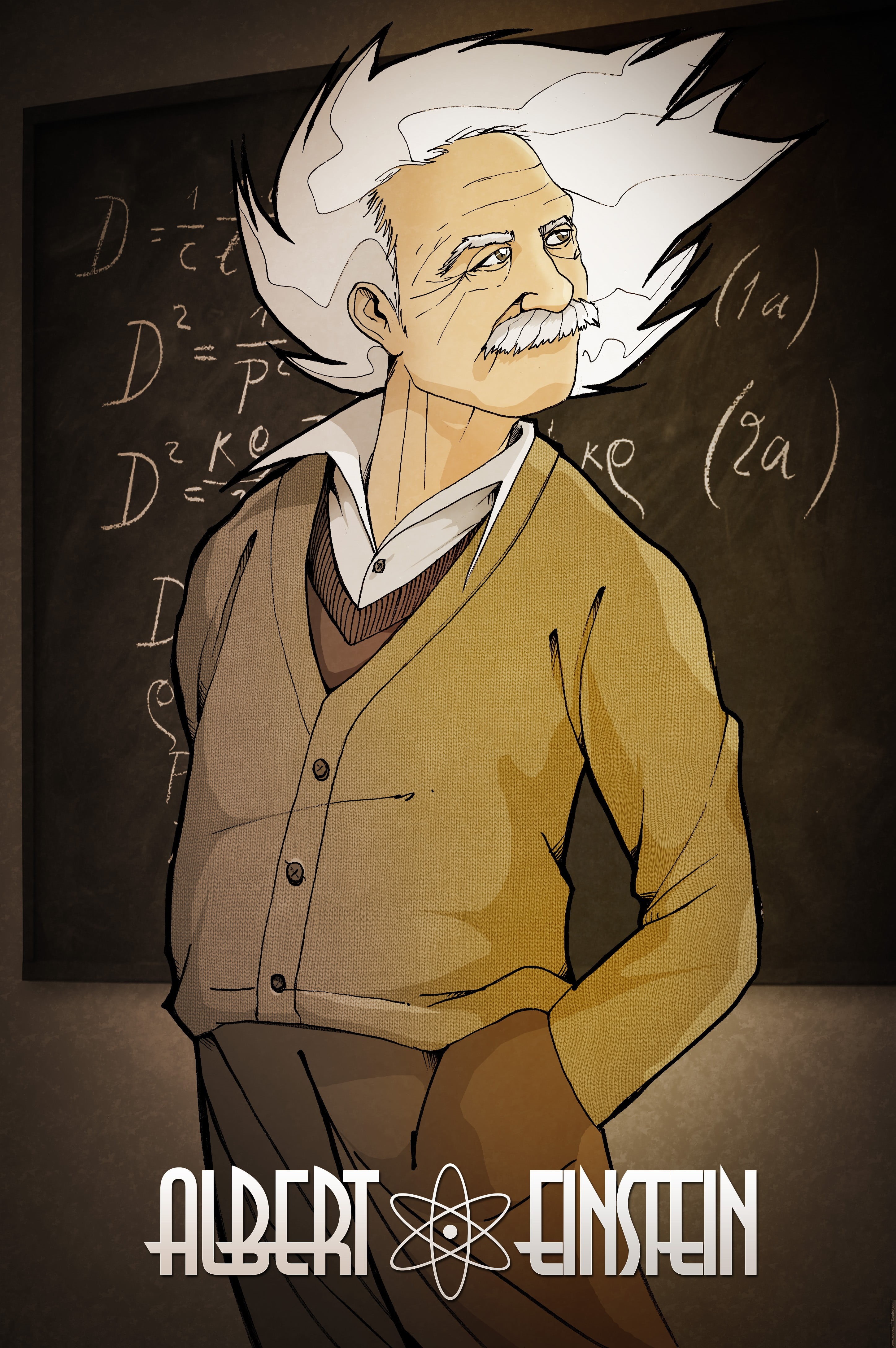 one person, digital, clothing, board, human representation, the past, art and craft, creativity, history, indoors, einstein, 4K, representation, text, Phone HD Wallpaper
