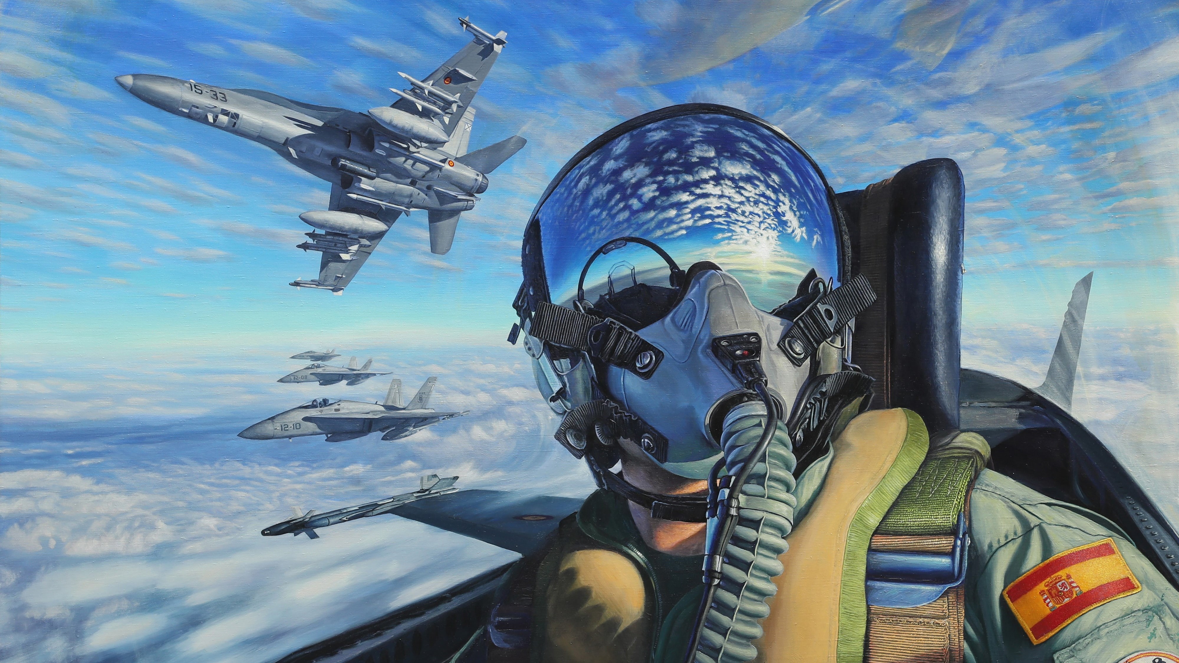 air vehicle, Pilot, army, headshot, portrait, one person, Jet, k, transportation, 4K, aerospace industry, day, government, nature, Fighter, flying, sky, HD Wallpaper
