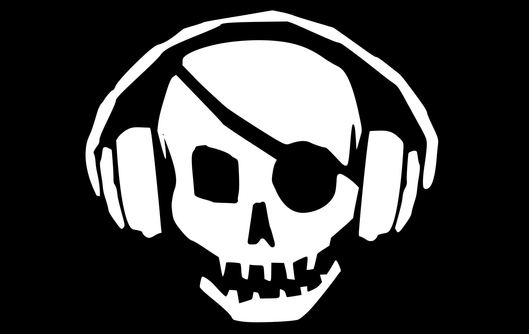 pirate, headphone, with, tagme, 1080P, skull, headset, HD Wallpaper