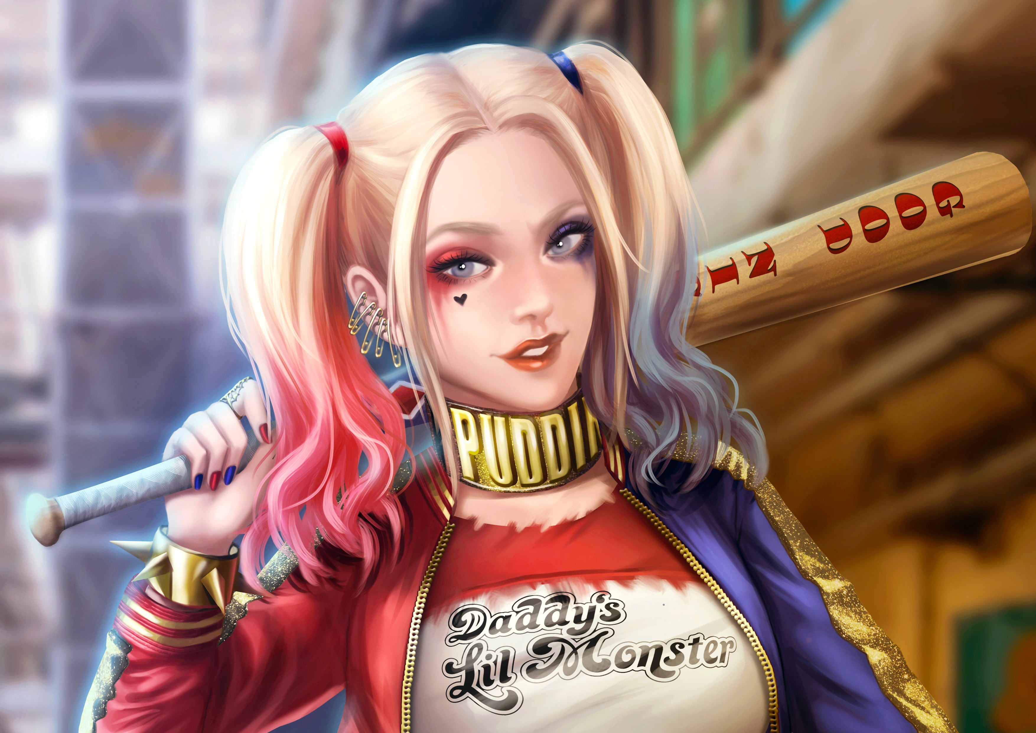 focus on foreground, suicide squad, arts culture and entertainment, deviantart, looking at camera, headshot, beauty, hairstyle, portrait, hd, performance, HD Wallpaper