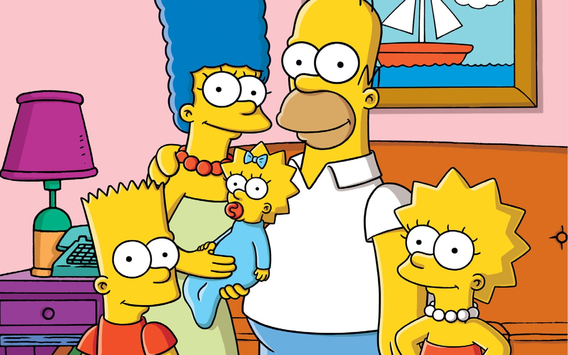 Bart Simpson, childhood, people, smiling, 1080P, Homer Simpson, child, communication, cute, occupation, cheerful, happiness, sky, cartoon, Marge Simpson, HD Wallpaper