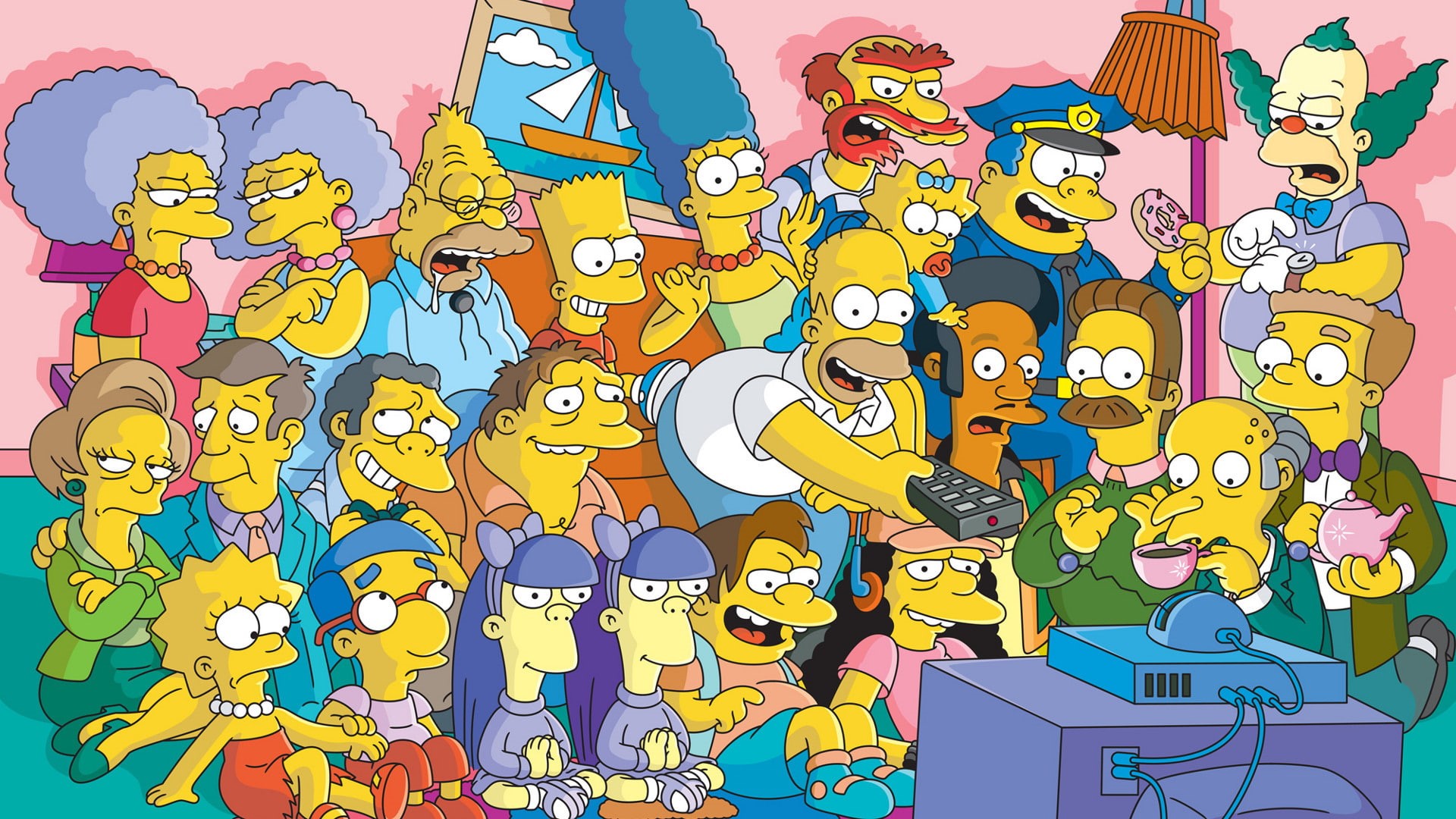 Lisa Simpson, 1080P, Homer Simpson, Marge Simpson, The Simpsons, Maggie Simpson, Bart Simpson, Krusty The Clown, HD Wallpaper