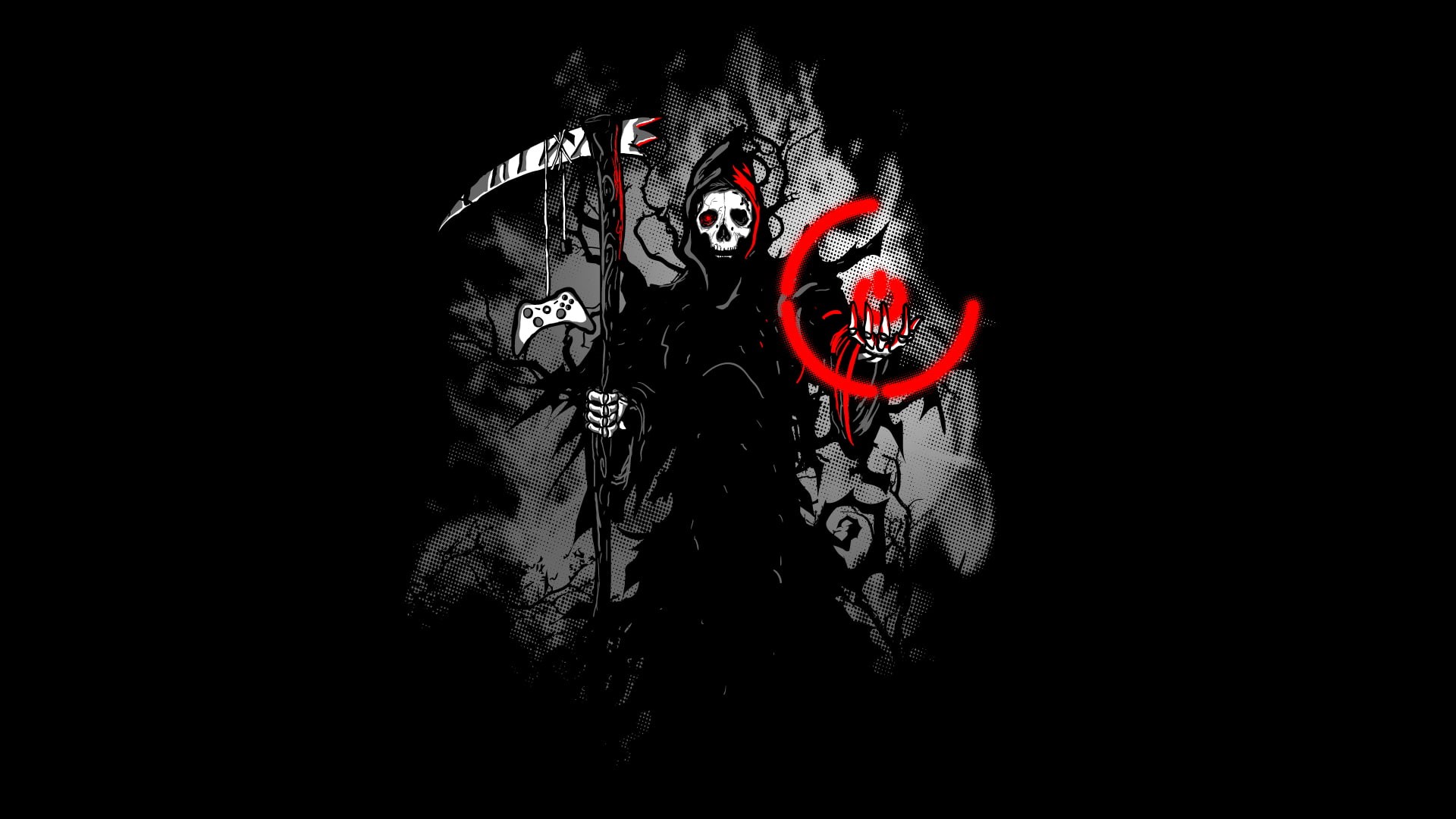 hd, 1080P, grim, rrod, black, reaper, xbox, death, video games, HD Wallpaper