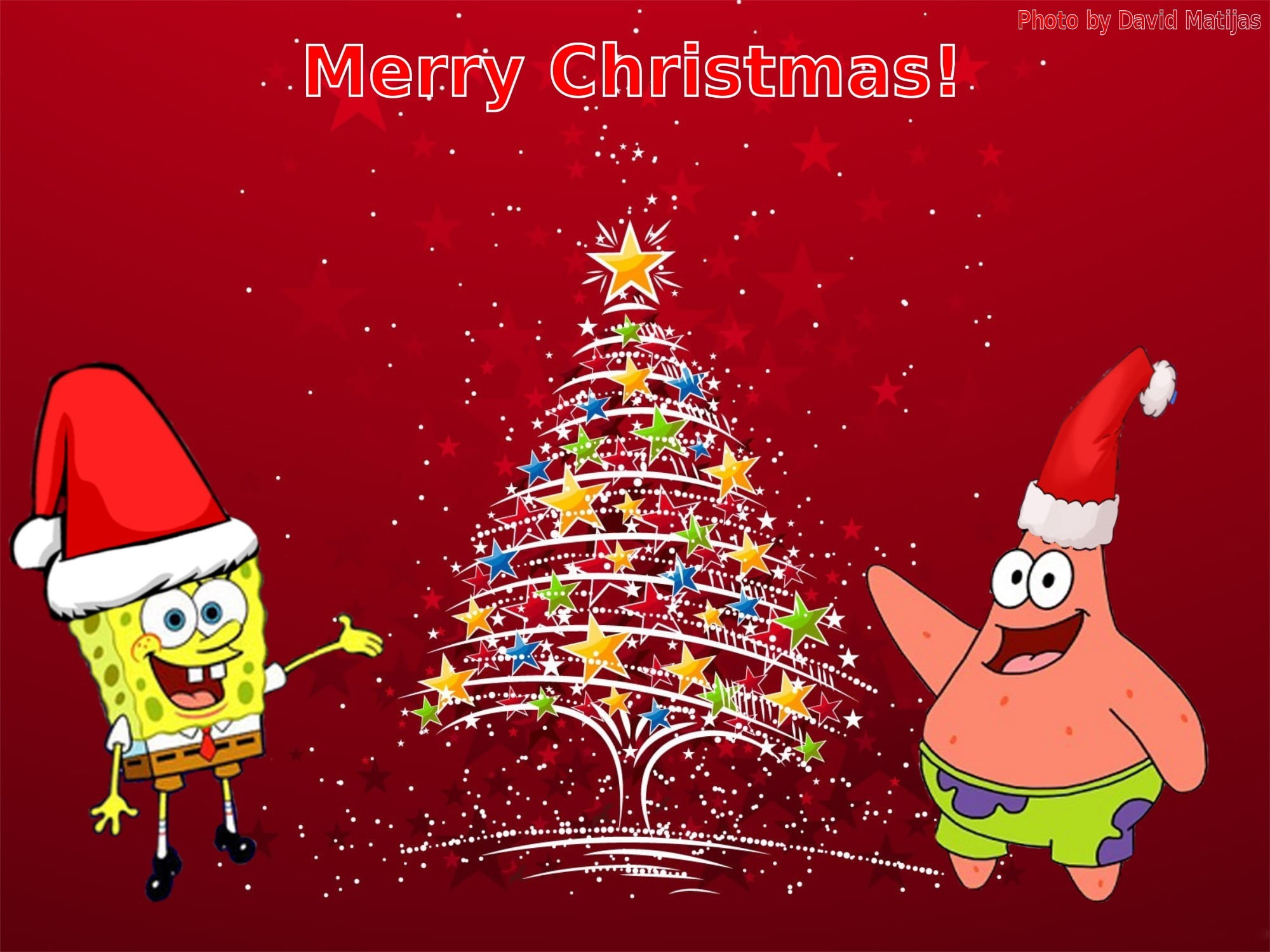 star, santa claus, christmas ornament, illuminated, 1080P, event, Christmas, christmas decoration, indoors, red, spongebob, communication, festival, SpongeBob SquarePants, HD Wallpaper
