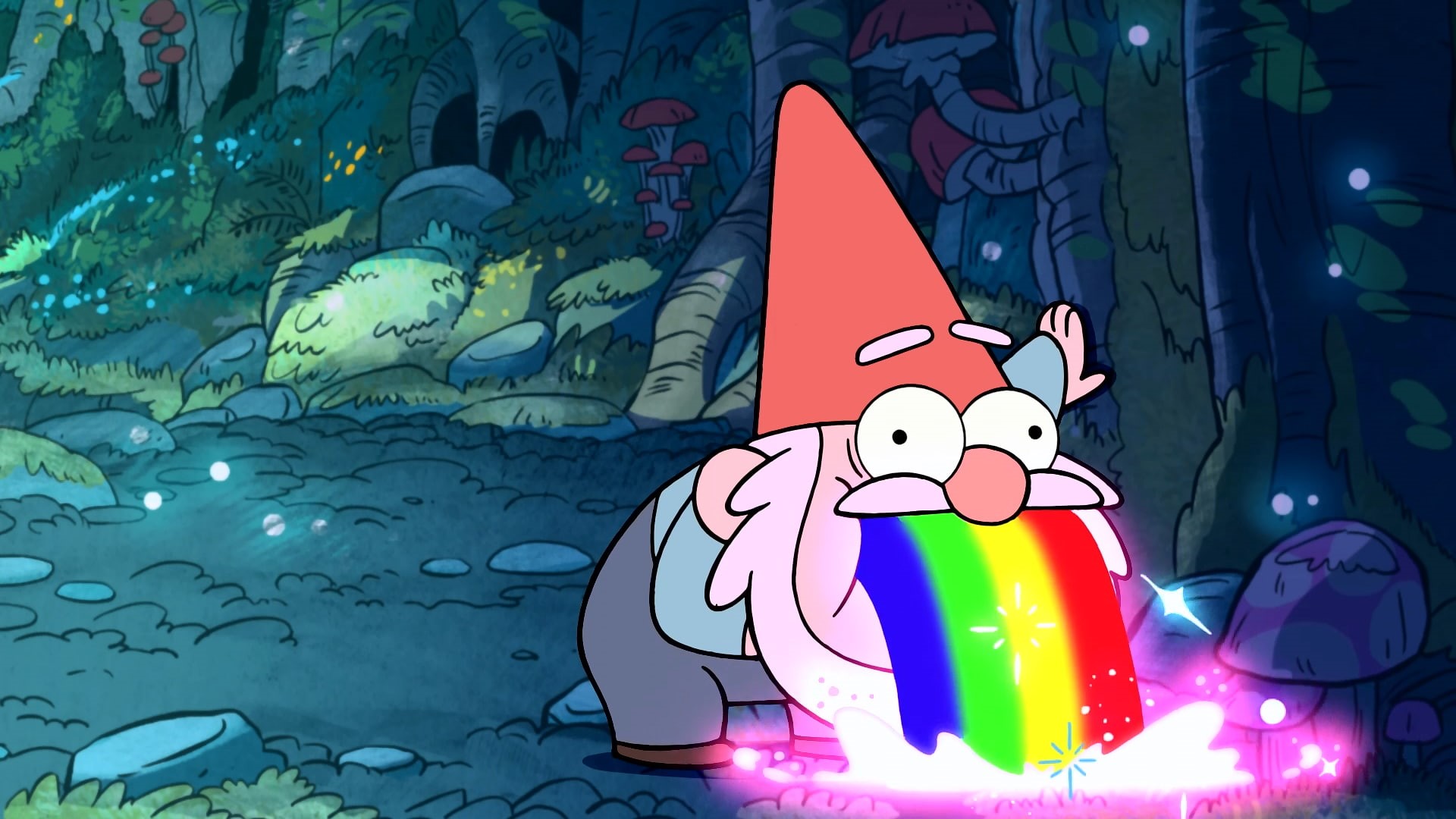 gnomes, Gravity Falls, rainbows, 1080P, humor, HD Wallpaper