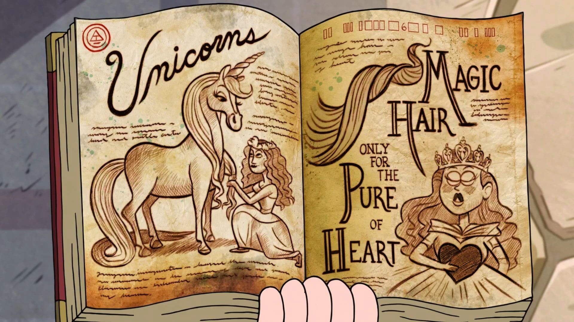 unicorns, arts culture and entertainment, the past, unicrons, western script, communication, Gravity Falls, book, music, creativity, male likeness, art and craft, HD Wallpaper