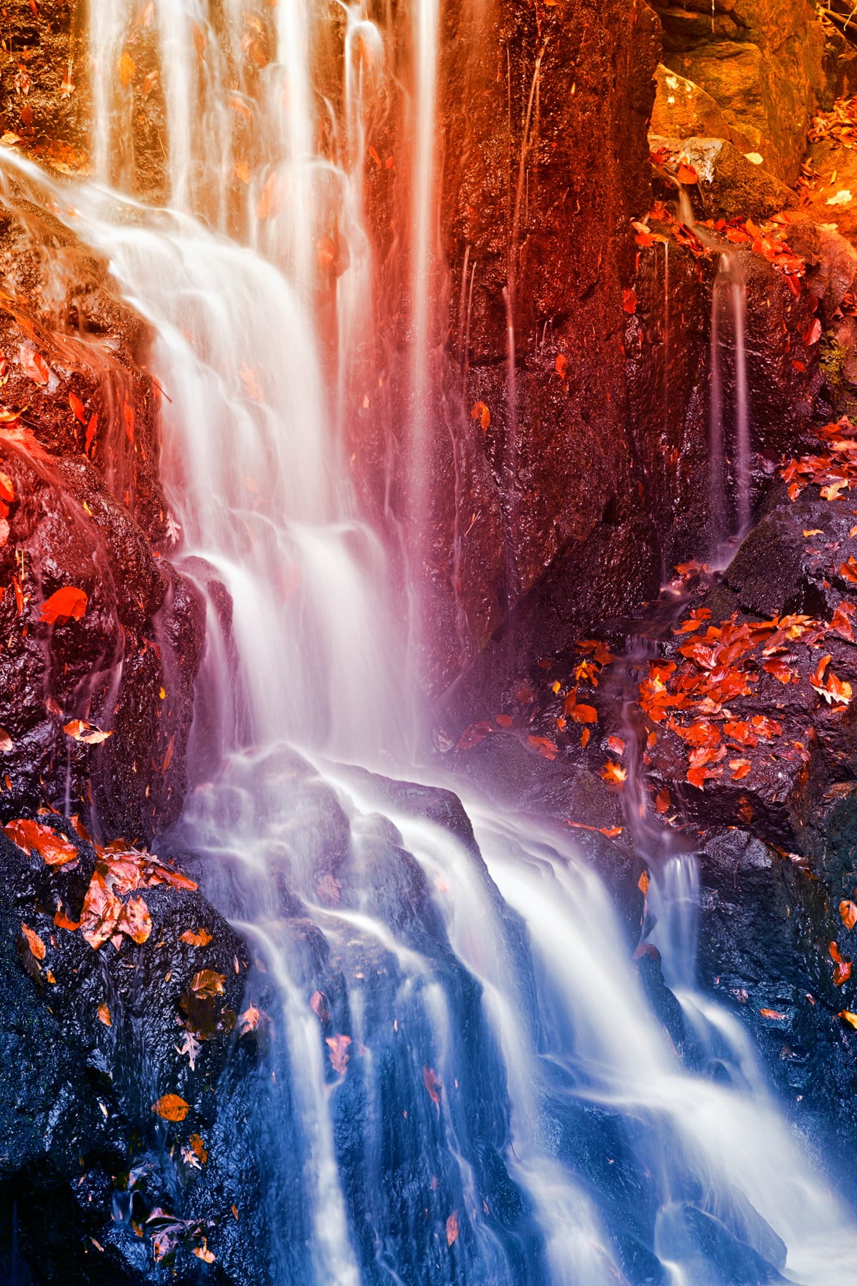 forest, background, stream, flow, river, rock formation, scene, waterfall, united states, orange  grove, scenic, ca, color, formation, photo, photomanipulation, Phone HD Wallpaper