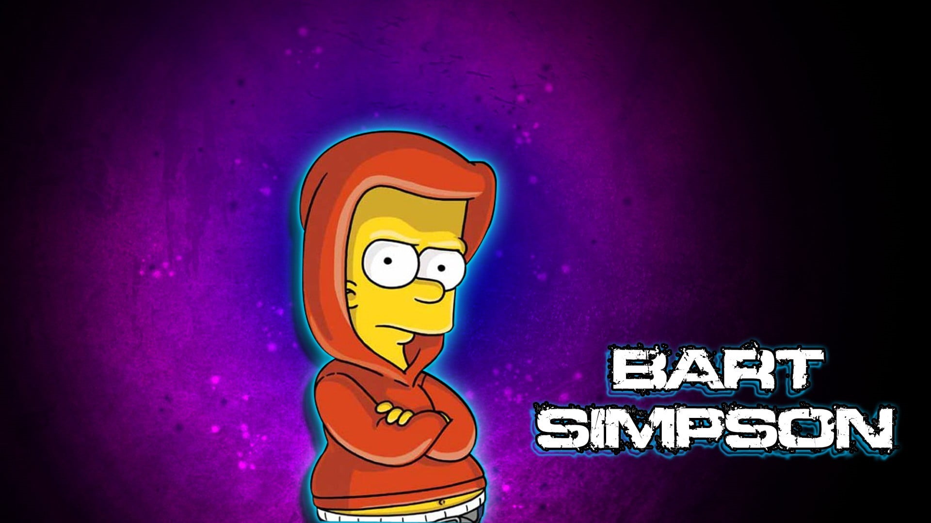 Bart Simpson, western script, people, close-up, men, bart, purple, text, emotion, creativity, indoors, 1080P, sign, simpson, fun, representation, illustration, HD Wallpaper